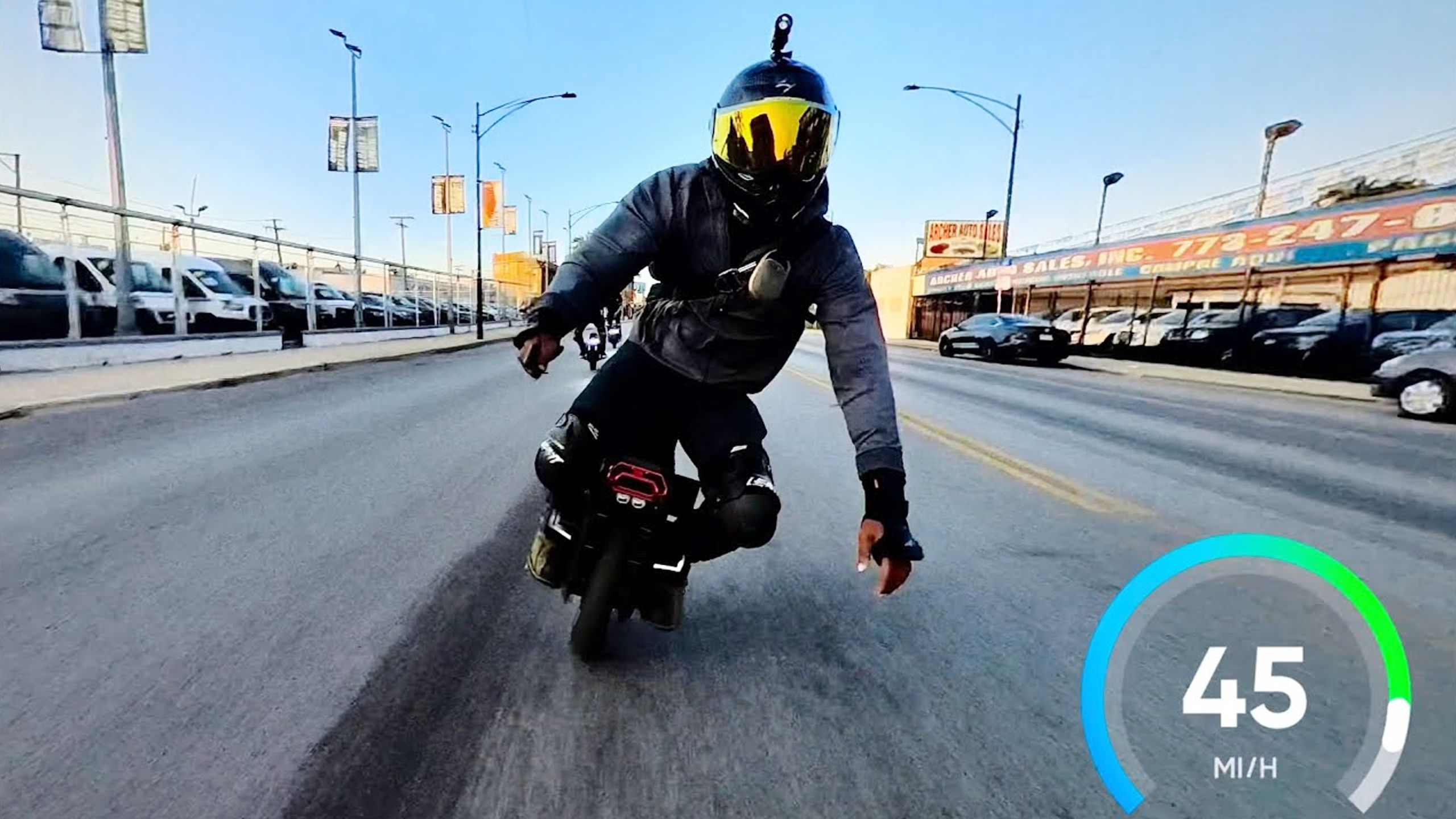 A high-speed electric unicycle ride.