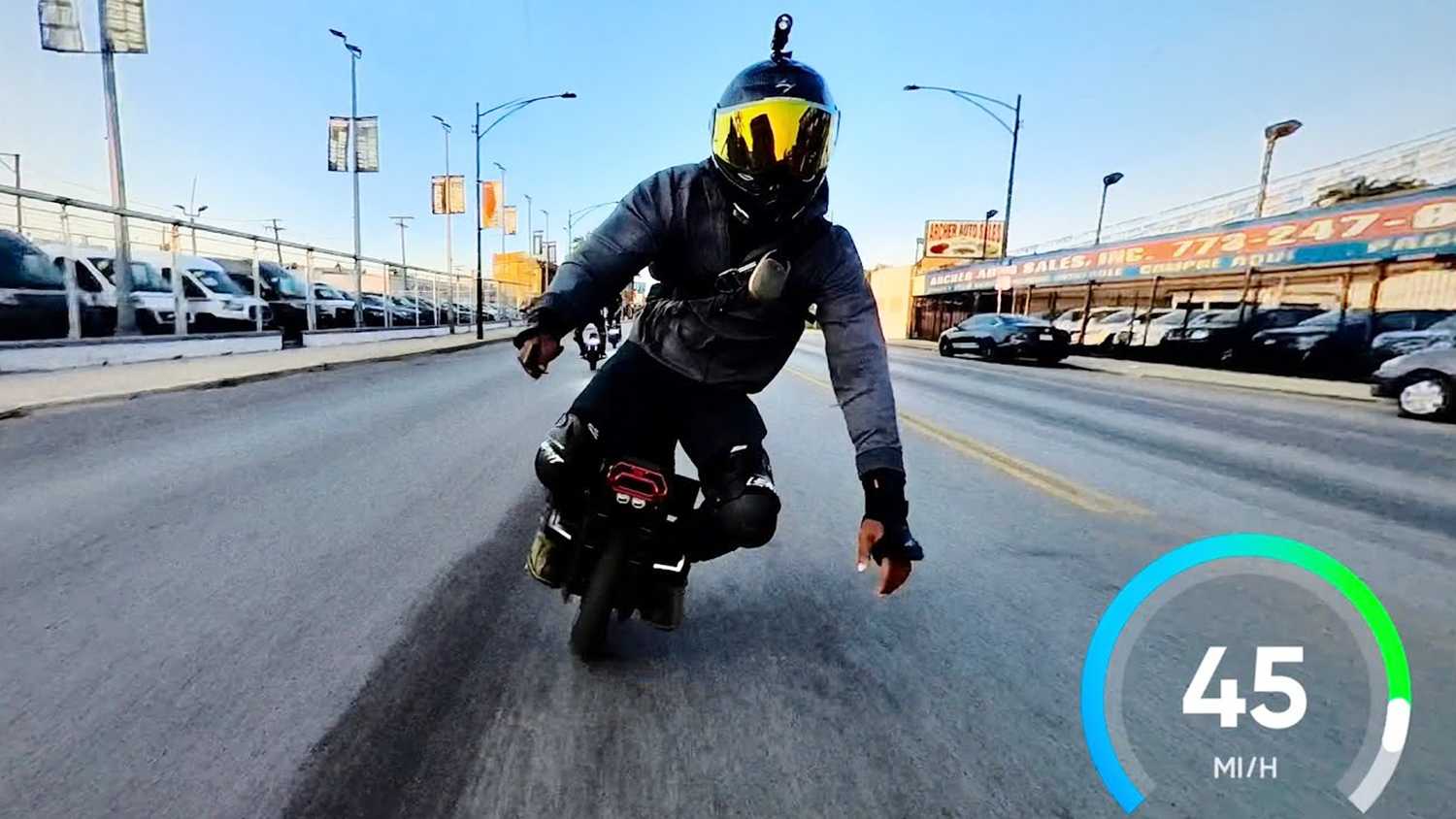 A high-speed electric unicycle ride.