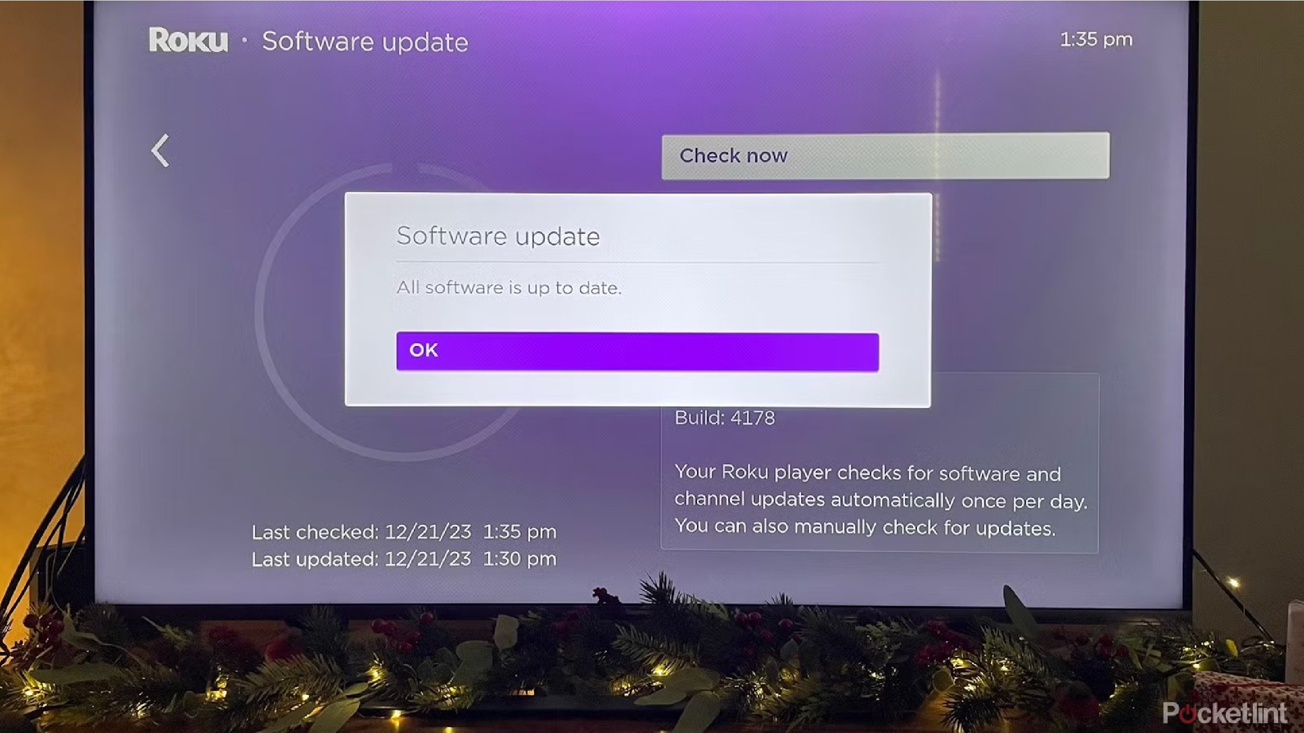 A Roku TV doing a software update