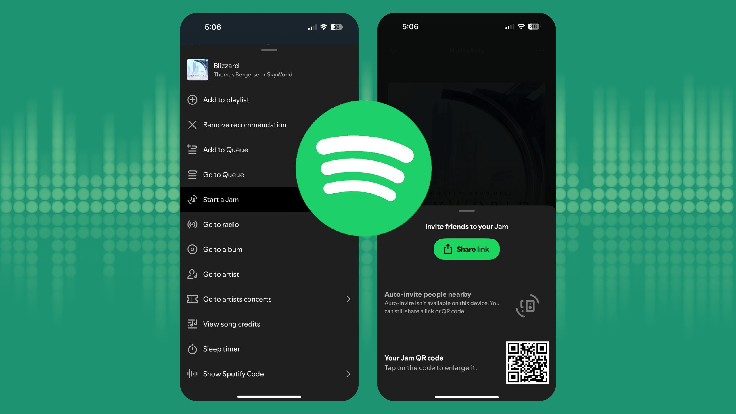 Setting up a Spotify Jam. 