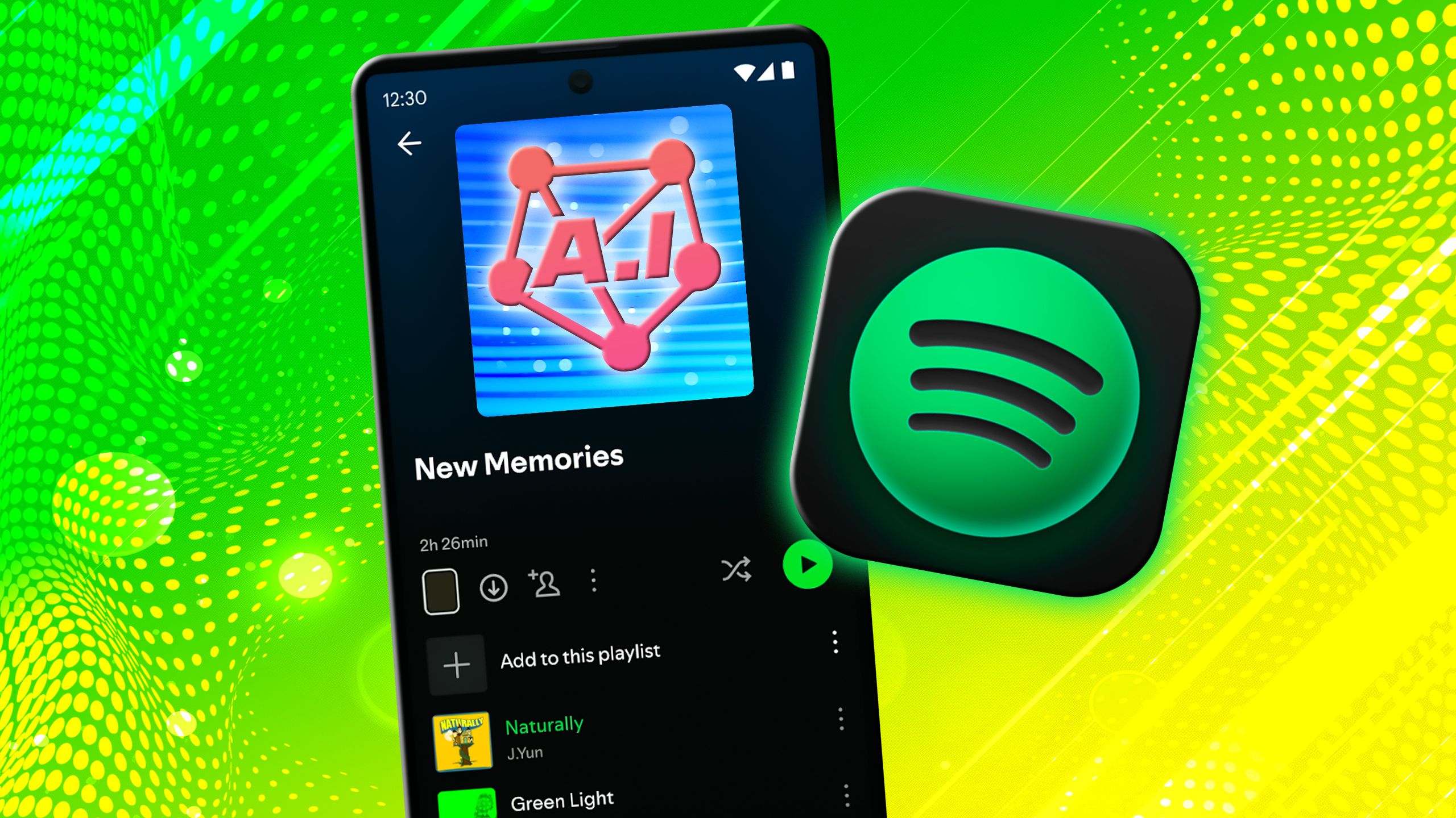 Spotify app icon and phone. 