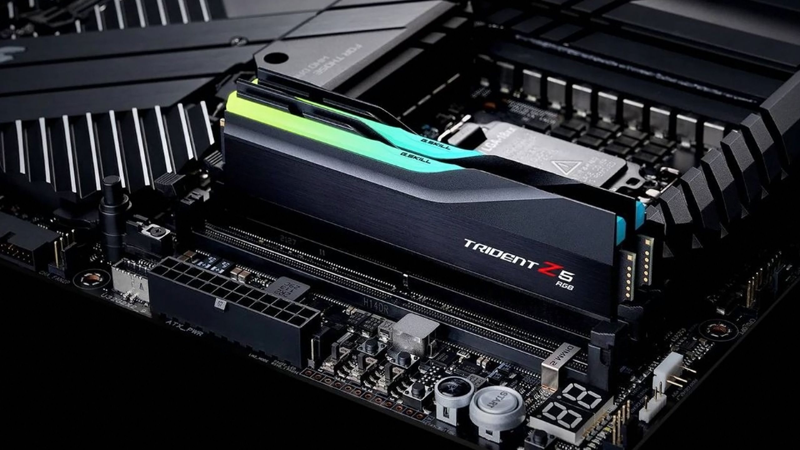 G.Skill DDR5 RAM in a PC motherboard.