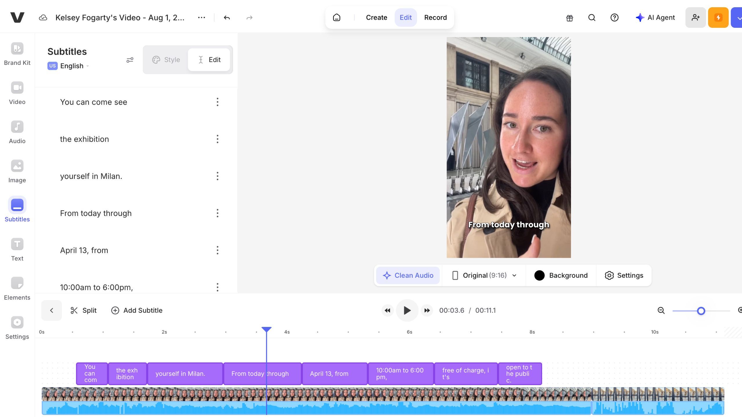 Veed.io video editor. 