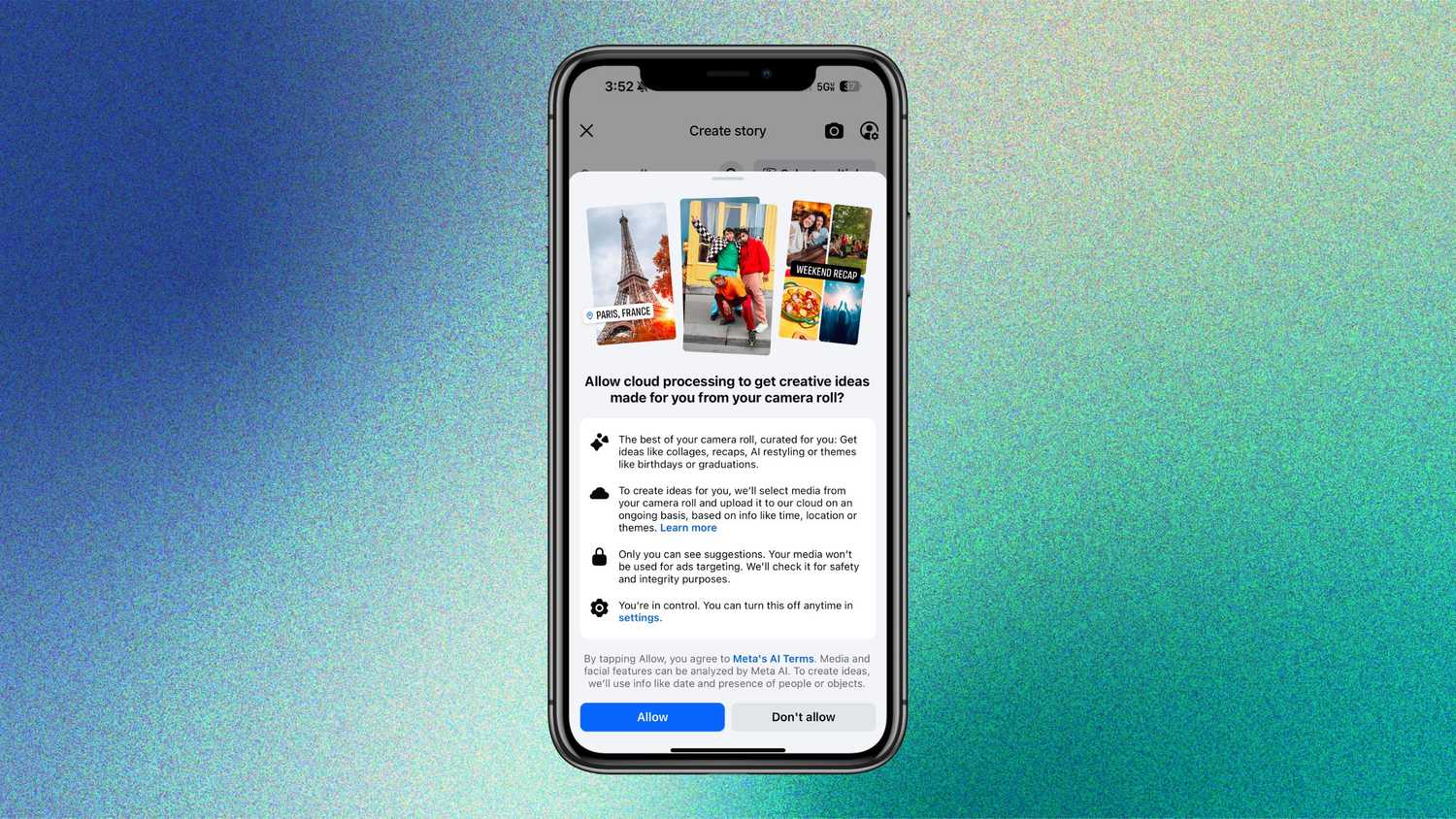 Pop-up on Facebook app. 