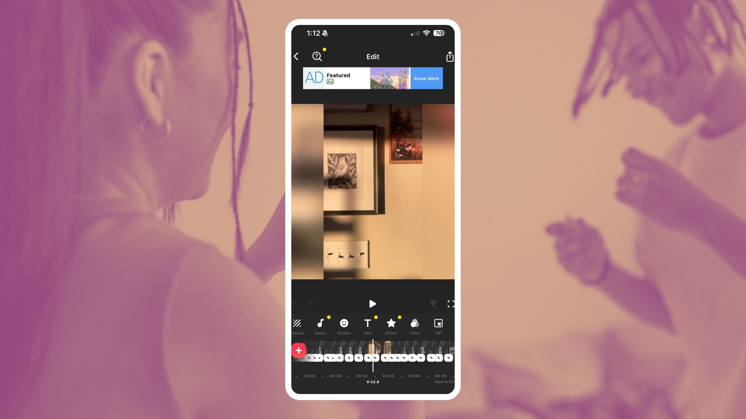 InShot video editing. 