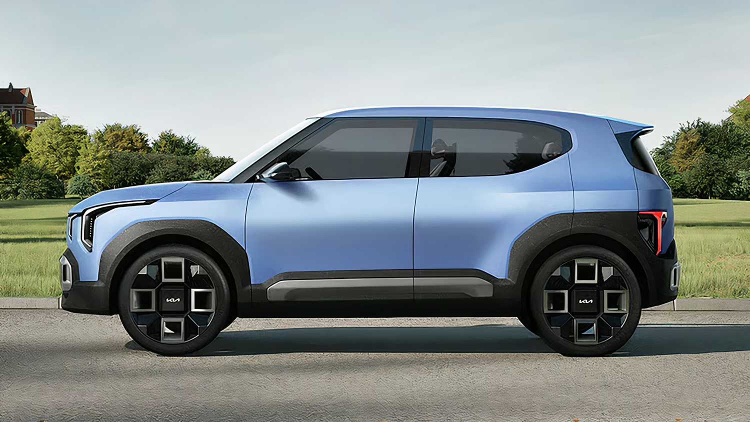 A still photo of the Kia EV2 concept car.