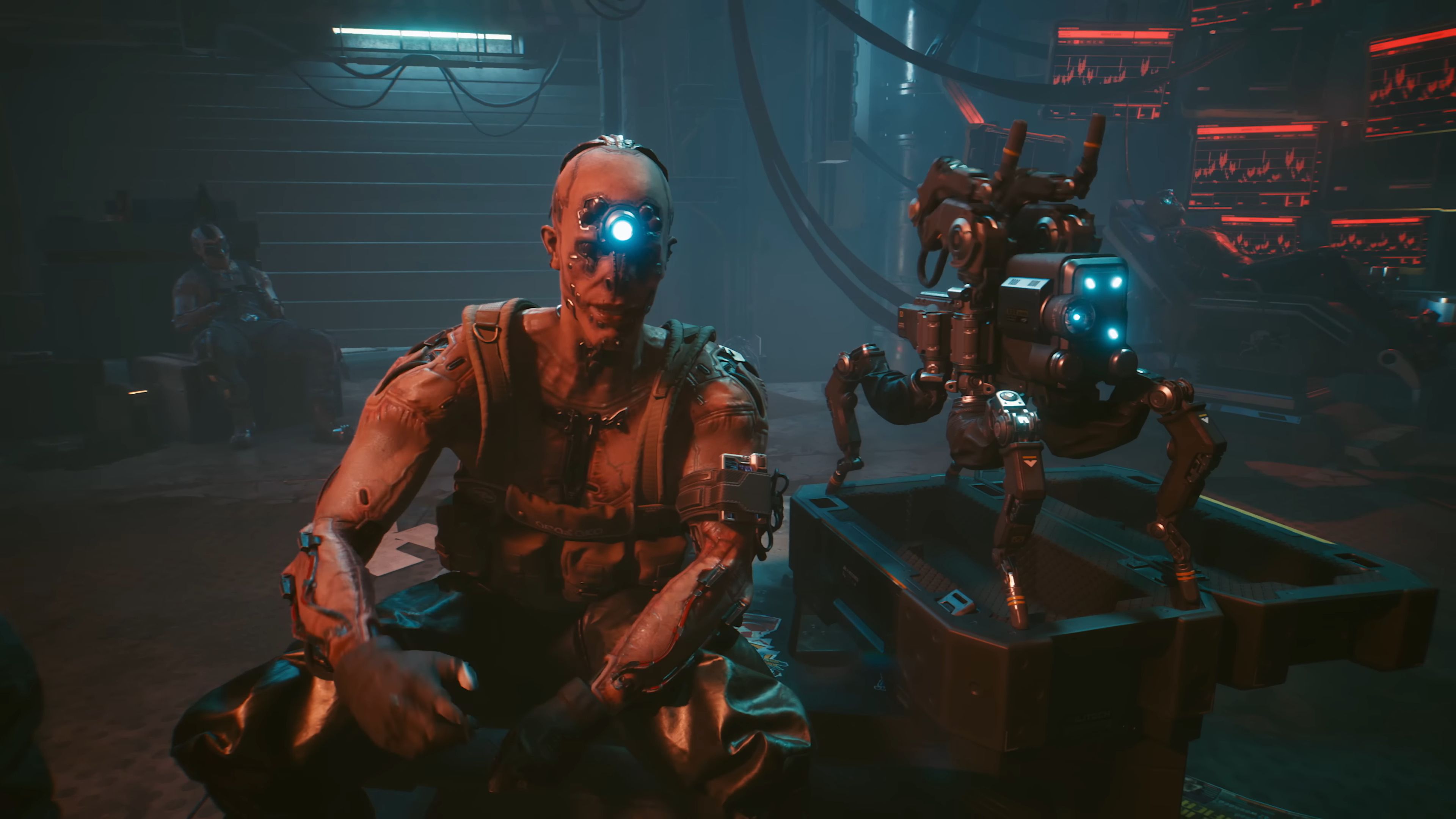 A Maelstrom gangster with a drone in Cyberpunk 2077.