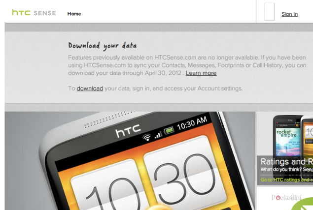 htc cancels htcsense com backup service download your data or lose it image 1