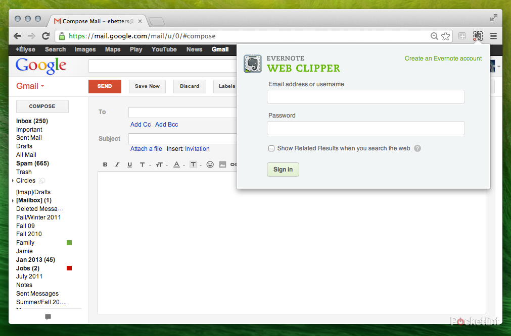 evernote s web clipper in chrome now saves gmail emails and attachments image 1
