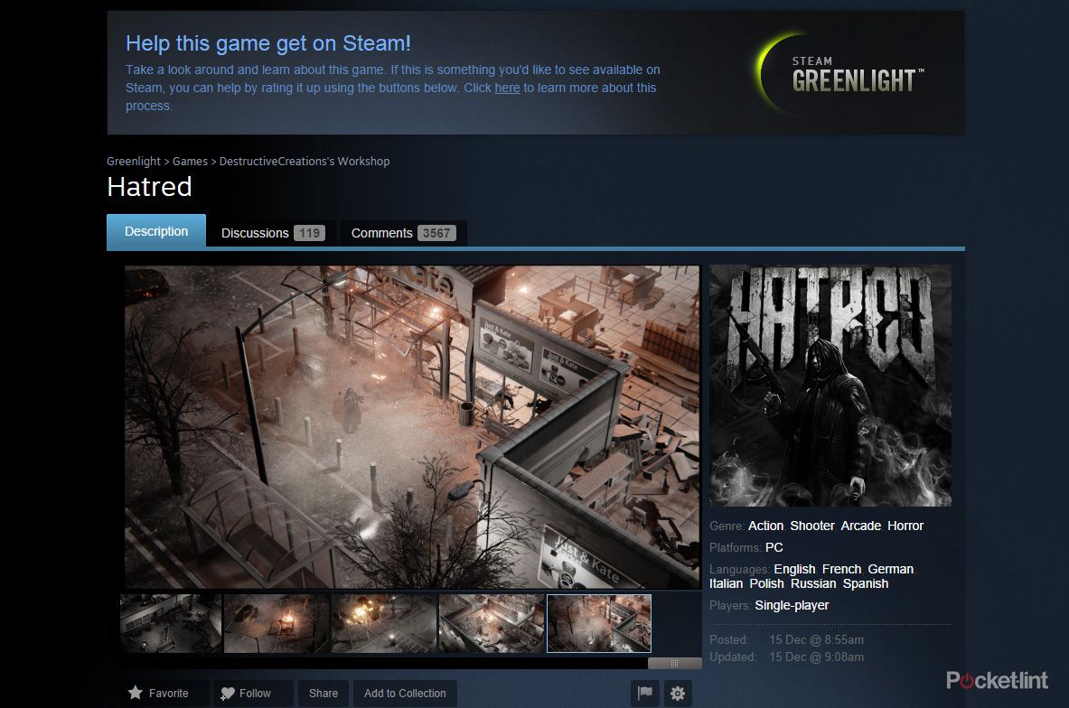  vile mass murder game hatred back on steam with gabe newell s blessing image 2