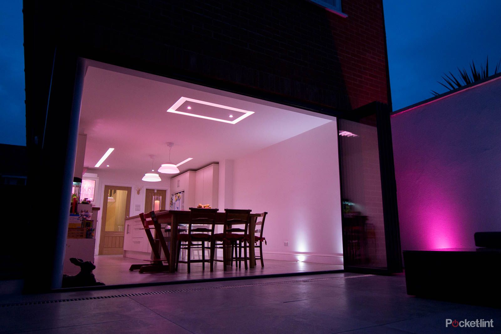 Home with purple smart lighting