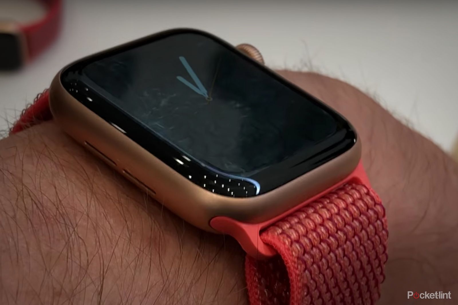 Apple Watch with red band