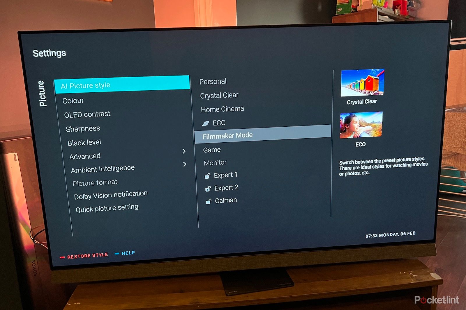 Philips OLED+907 picture menu