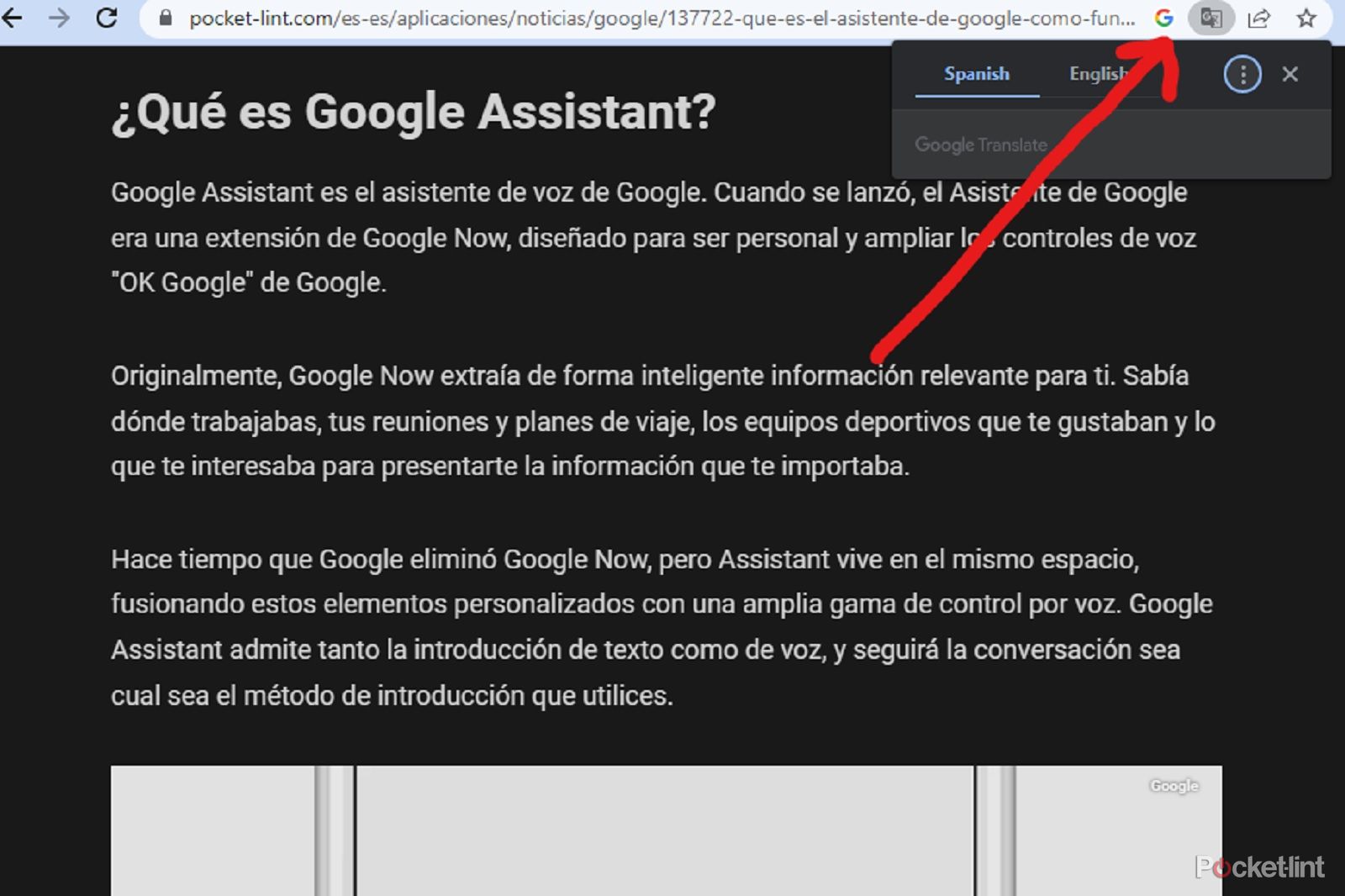 translate button in Chrome