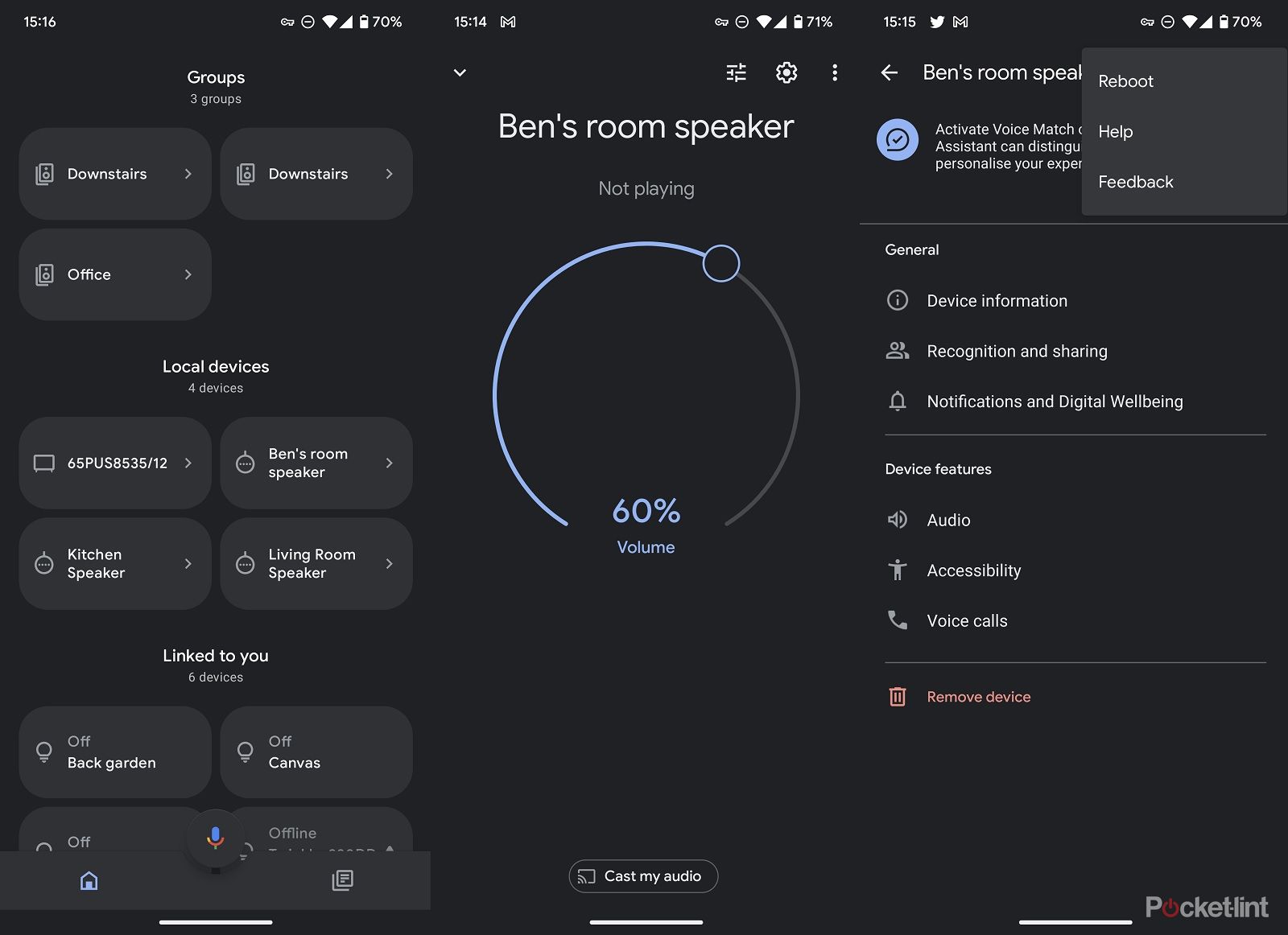 Google Home Reboot settings