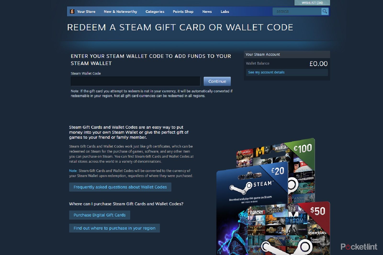 Redeem a steam wallet code