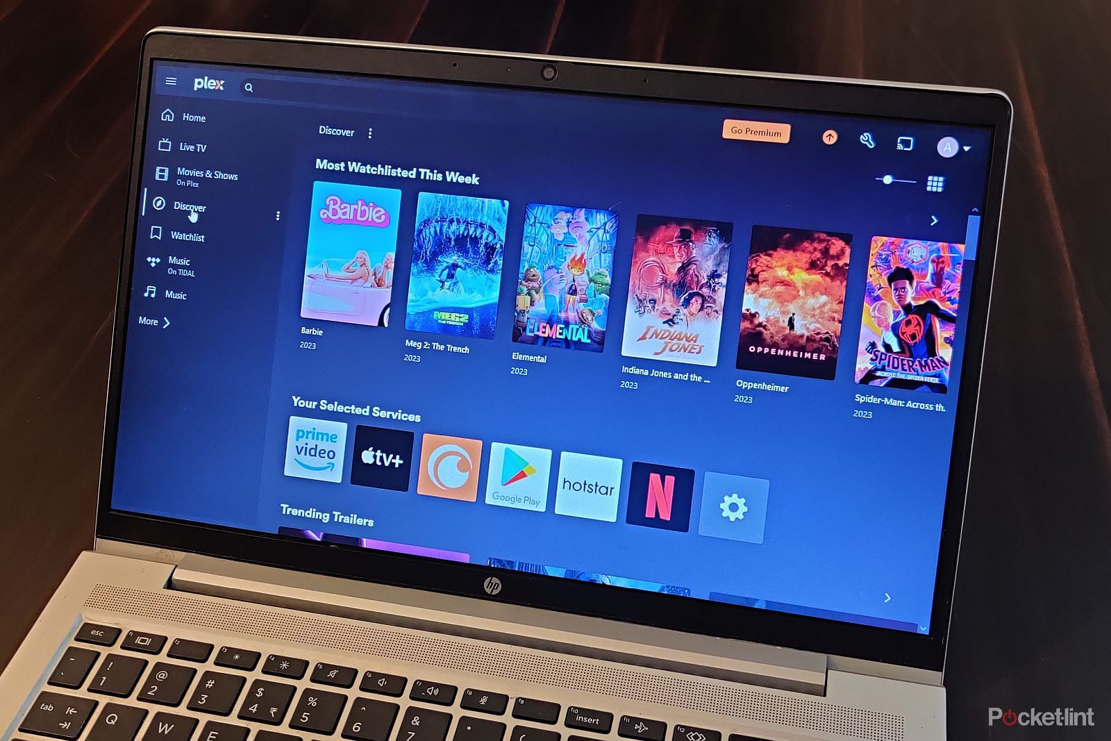 Plex Discover screen on a laptop