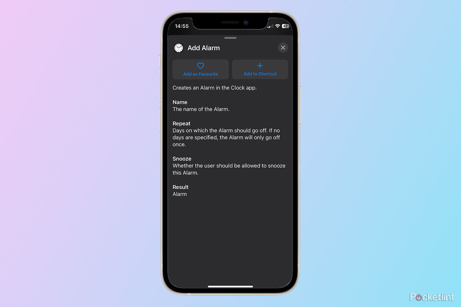 shortcuts information on iPhone 12 mini