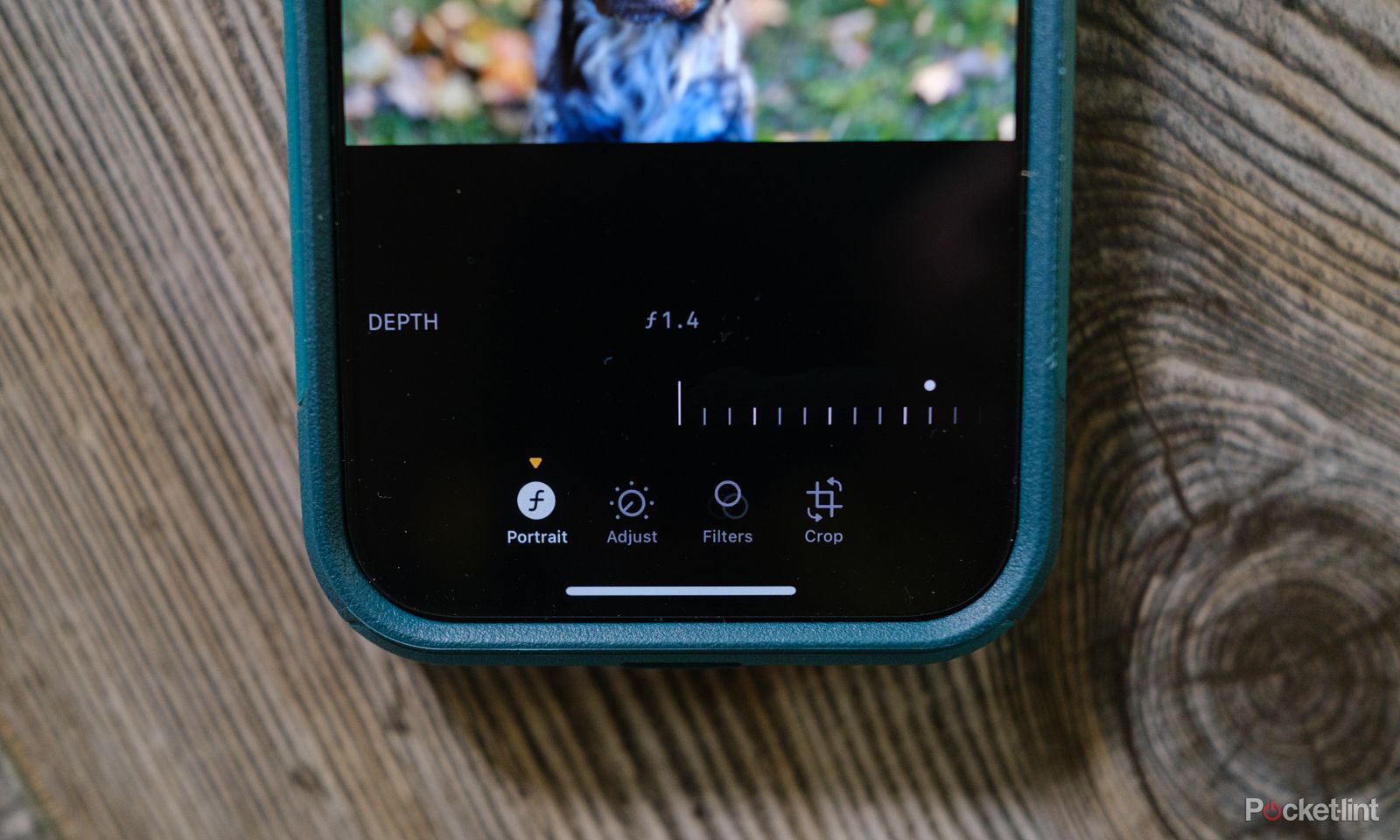 A screenshot of the depth slider on the iPhone 15