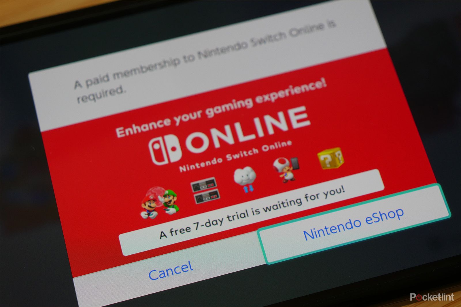 Nintendo Switch Online message