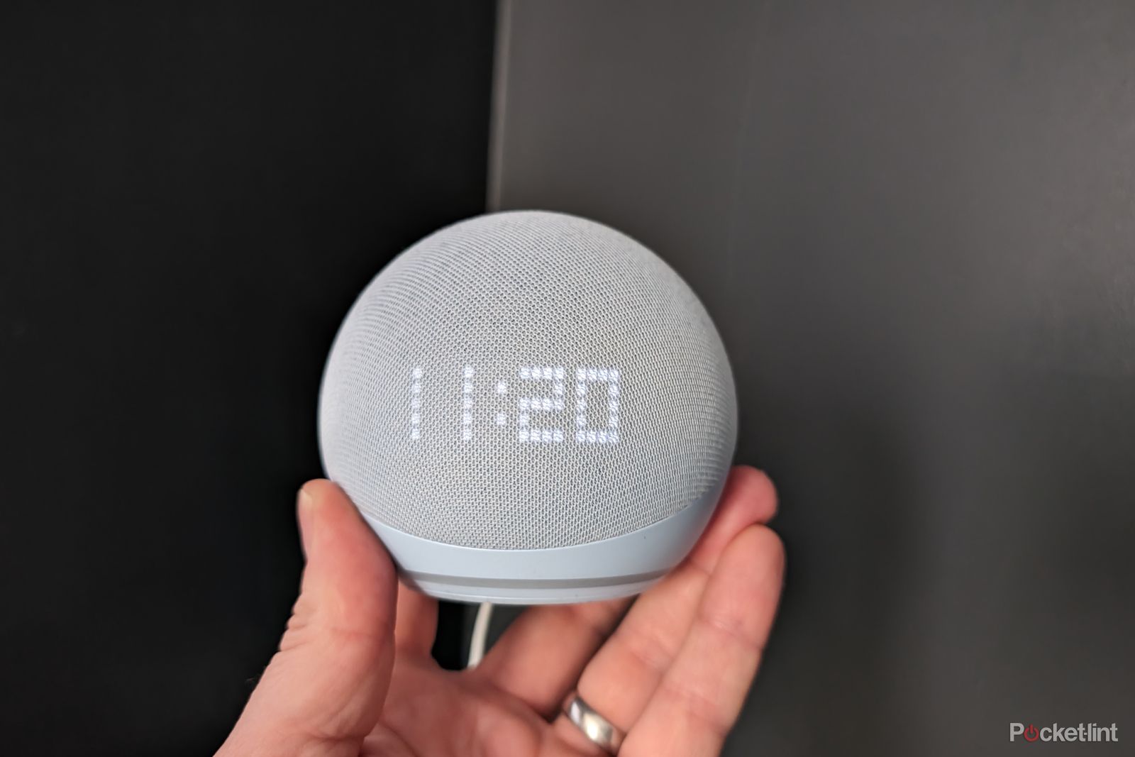 Echo Dot with Clock in the dark
