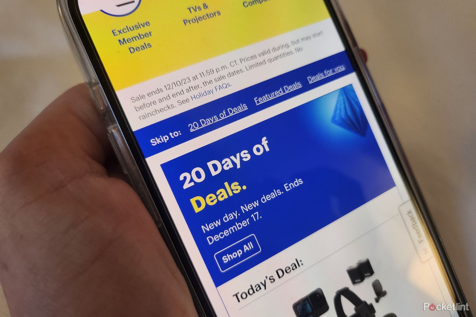 20 days of deals Best Buy screen open on phone