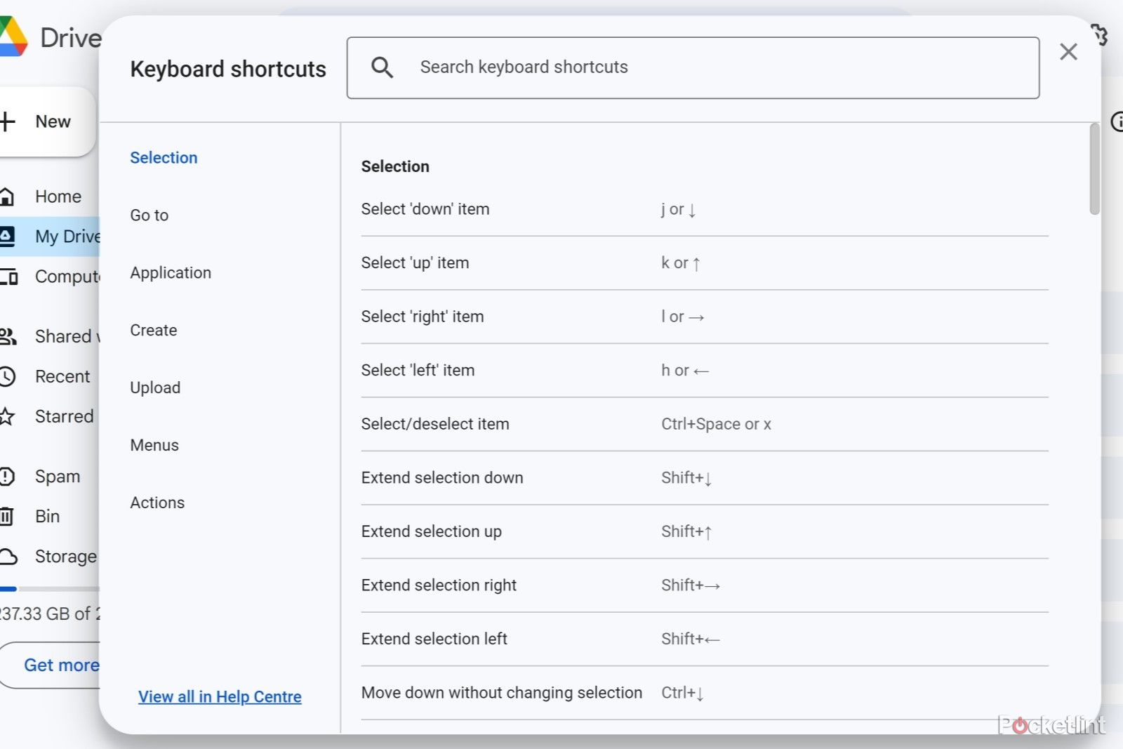 Google Drive keyboard shortcuts