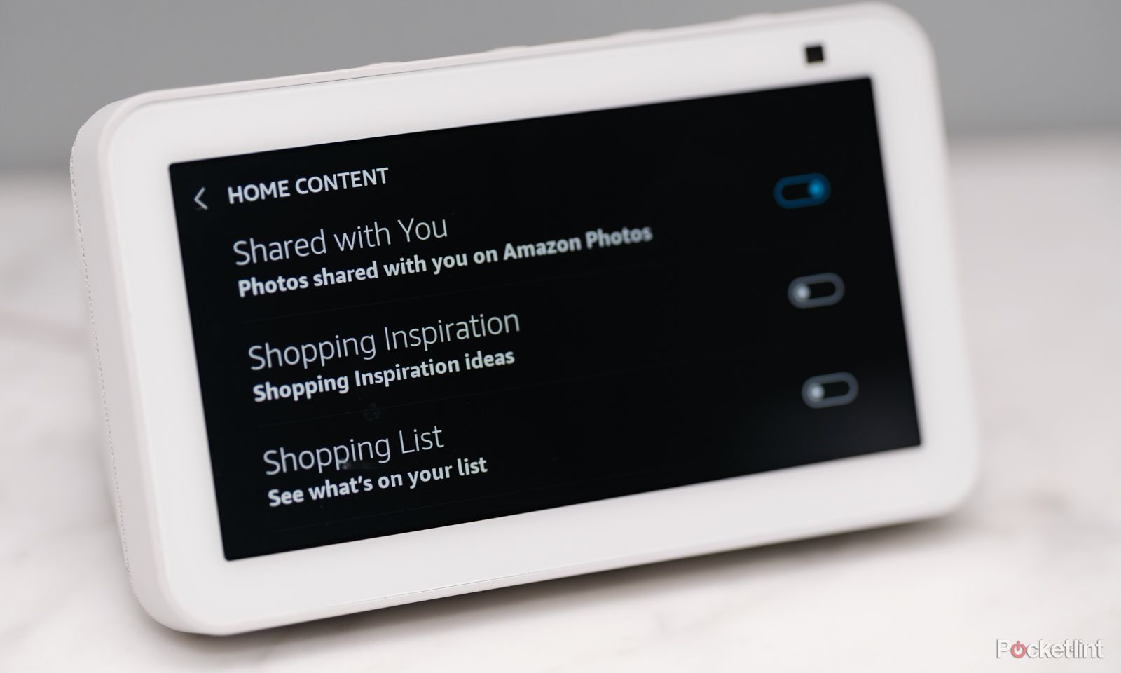 An Amazon Echo show with ad settings