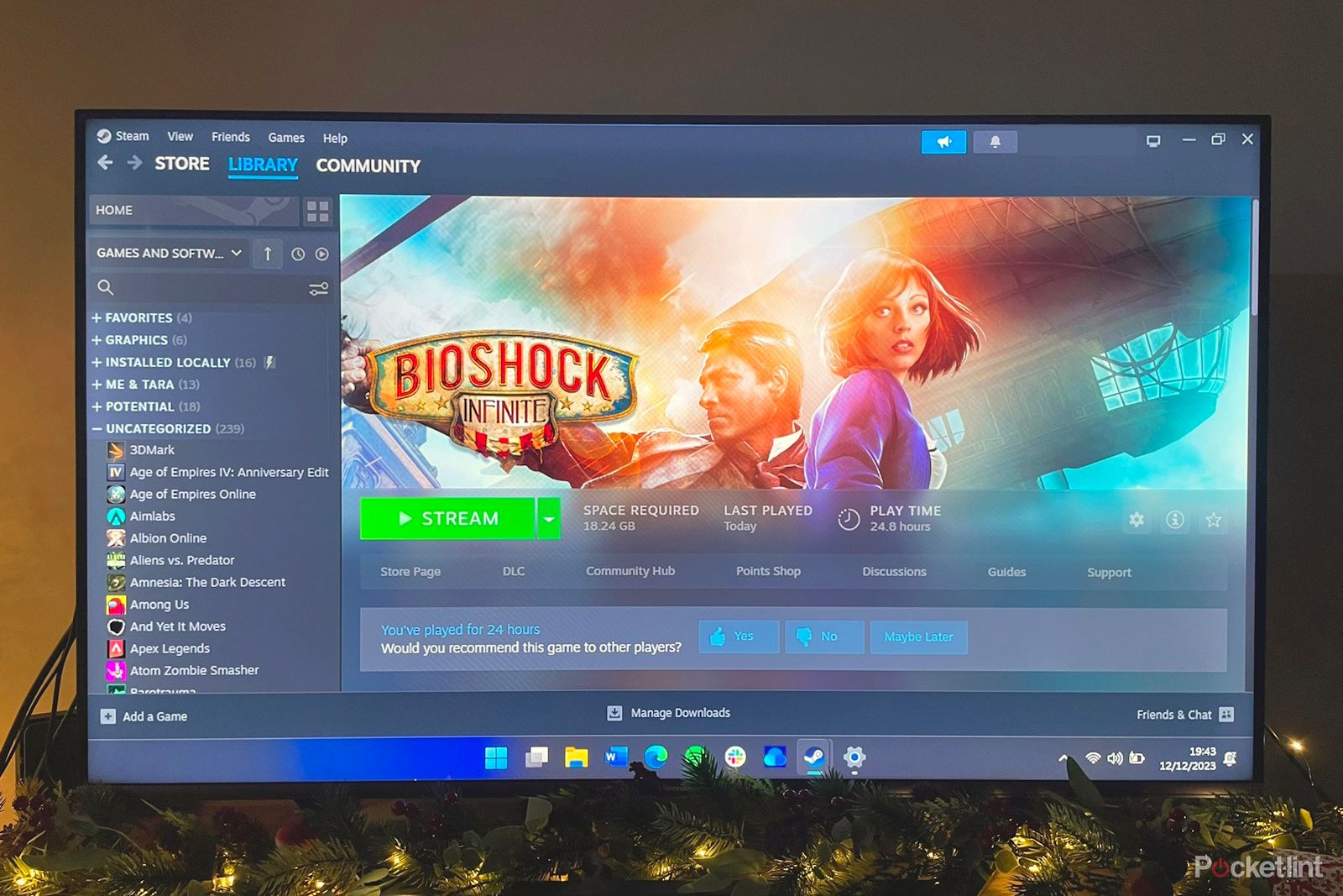 Steam Link stream button displayed on Hisense TV