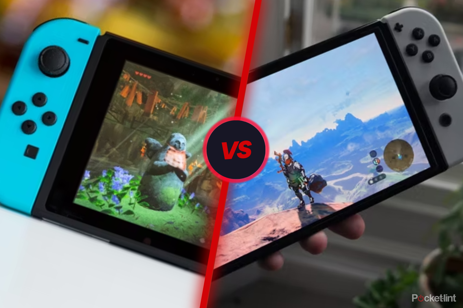 Switch vs OLED Switch thumbnail of two hand-ons images of both devices with VS inbetween