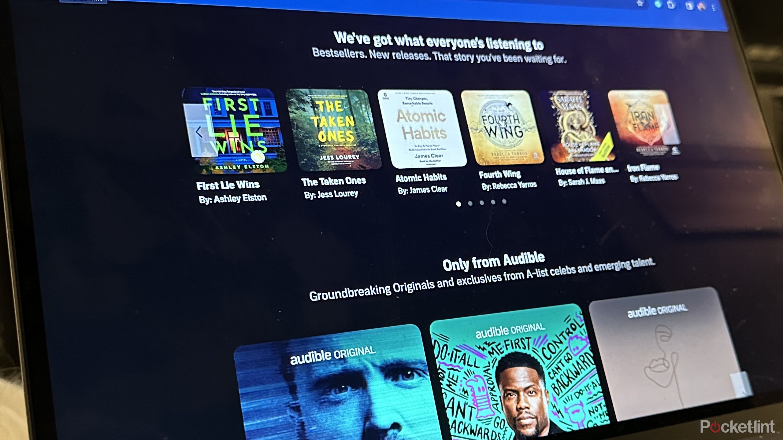 Audible website displayed on a laptop
