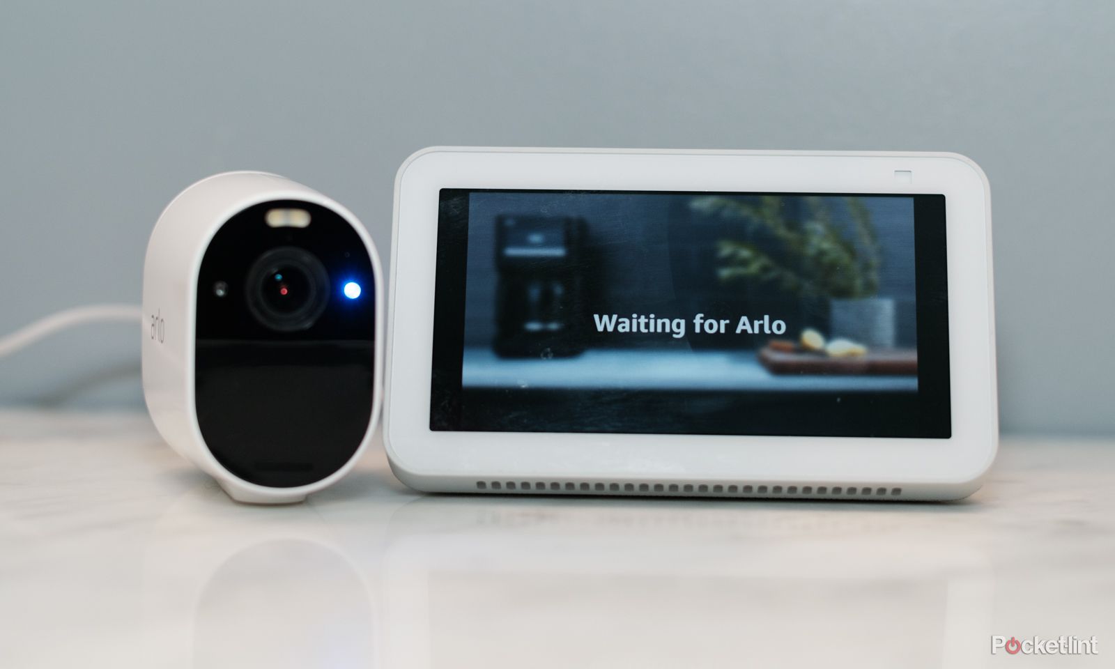 An Arlo camera with an Amazon Echo Show