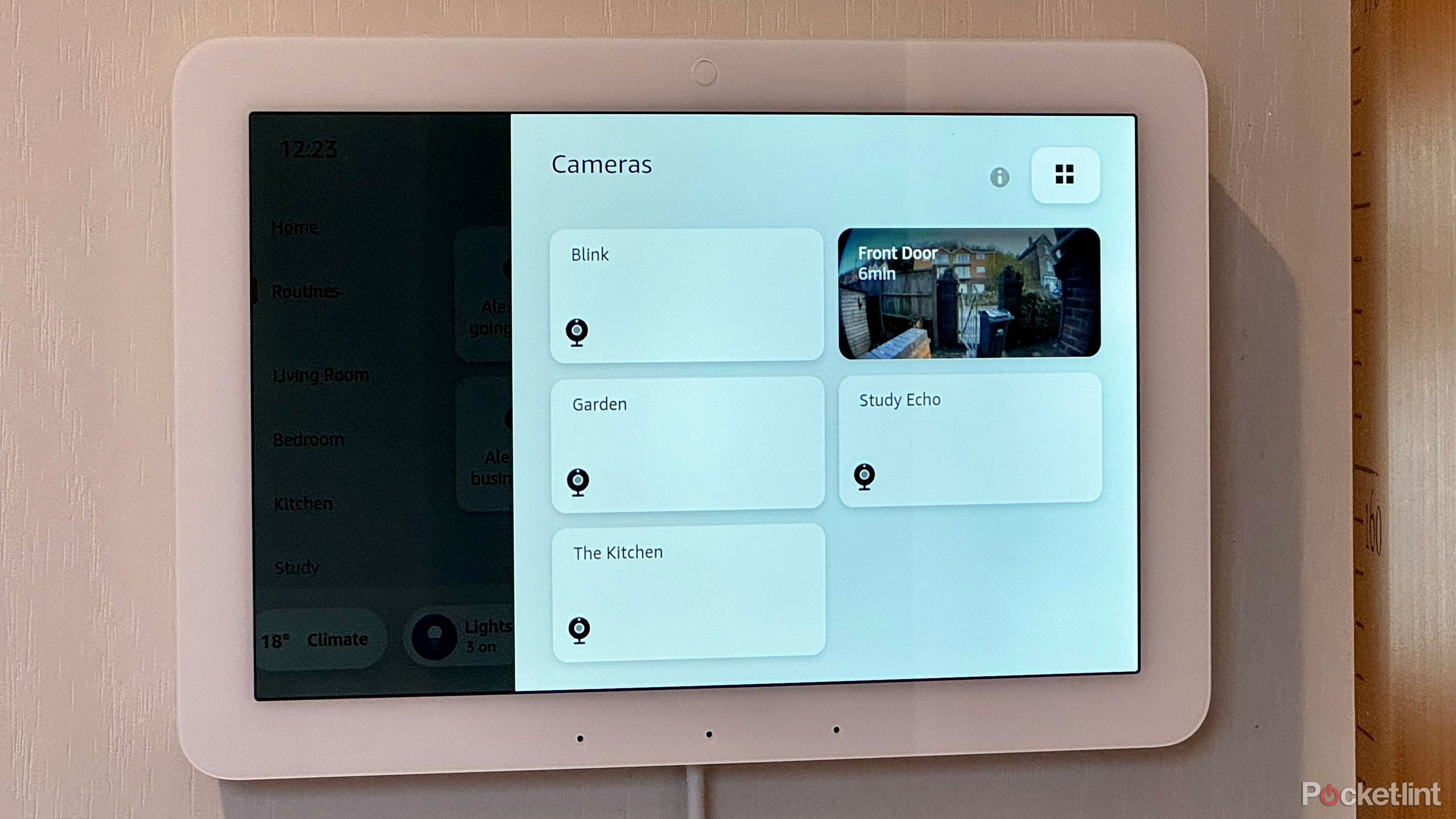 The Echo Hub can display multiple security camera feeds at once. 