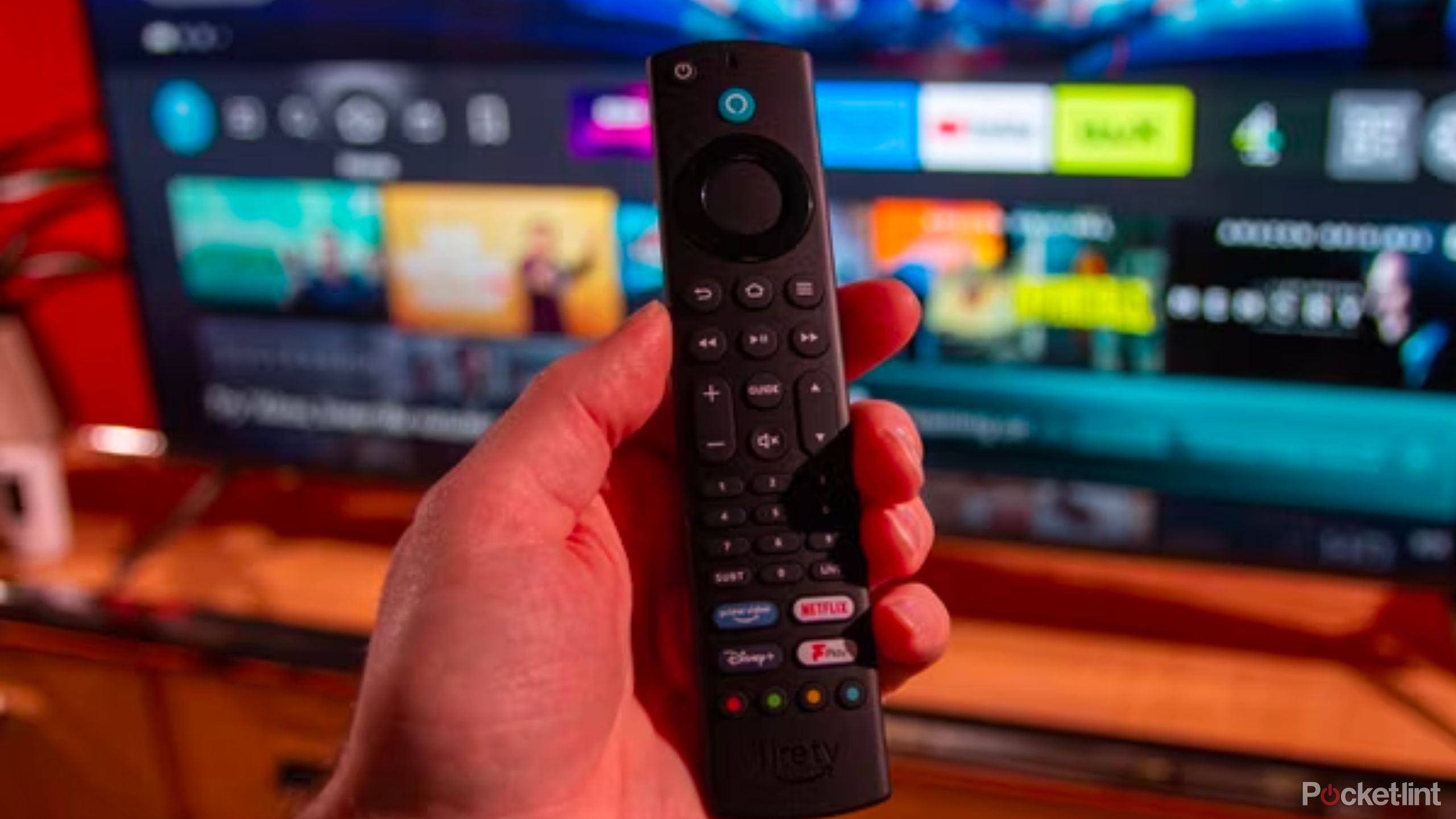 Amazon FireTV Remote in front of a TV