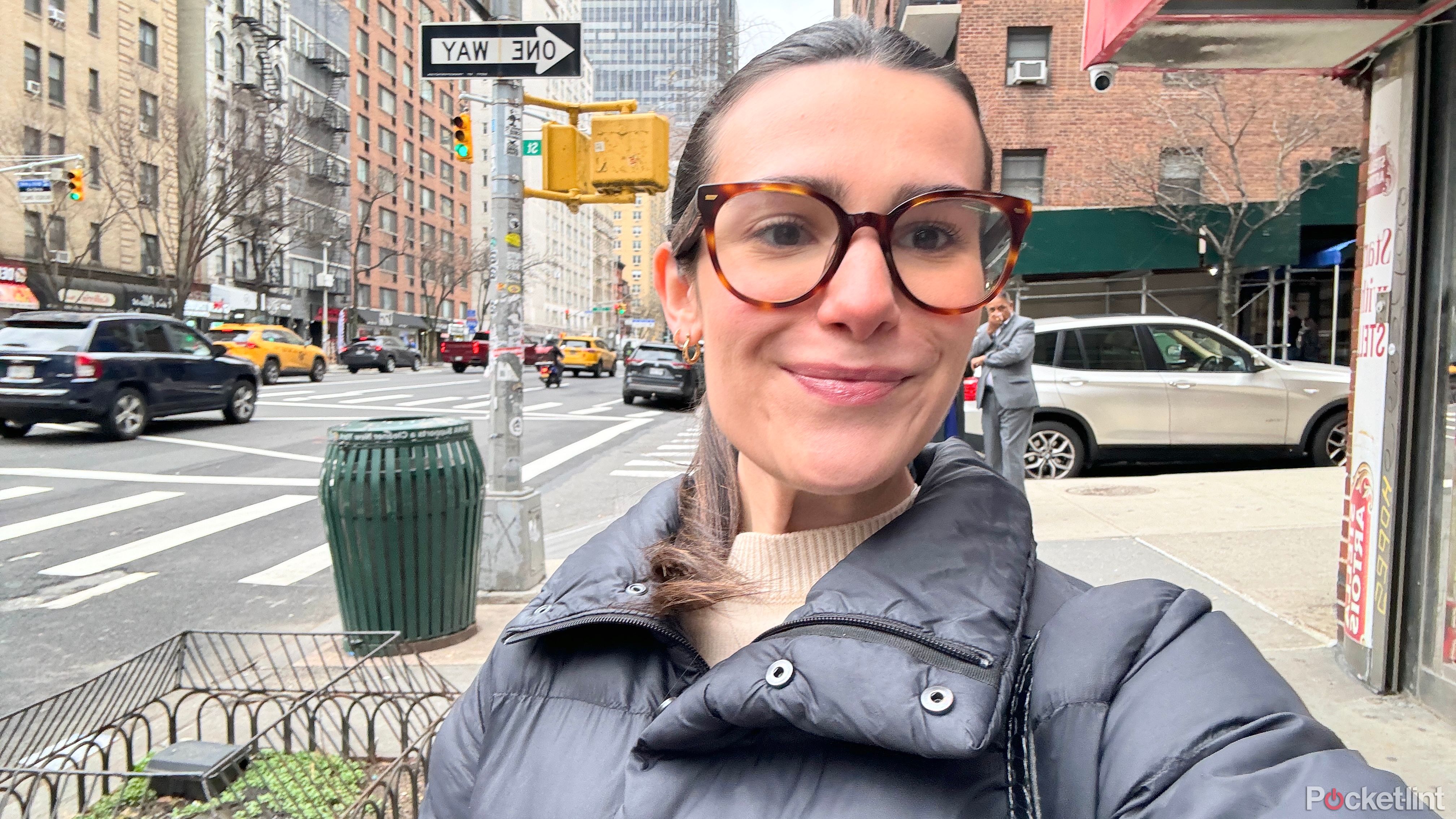 Christina wearing 3rd-Gen Amazon Echo Frames around NYC 