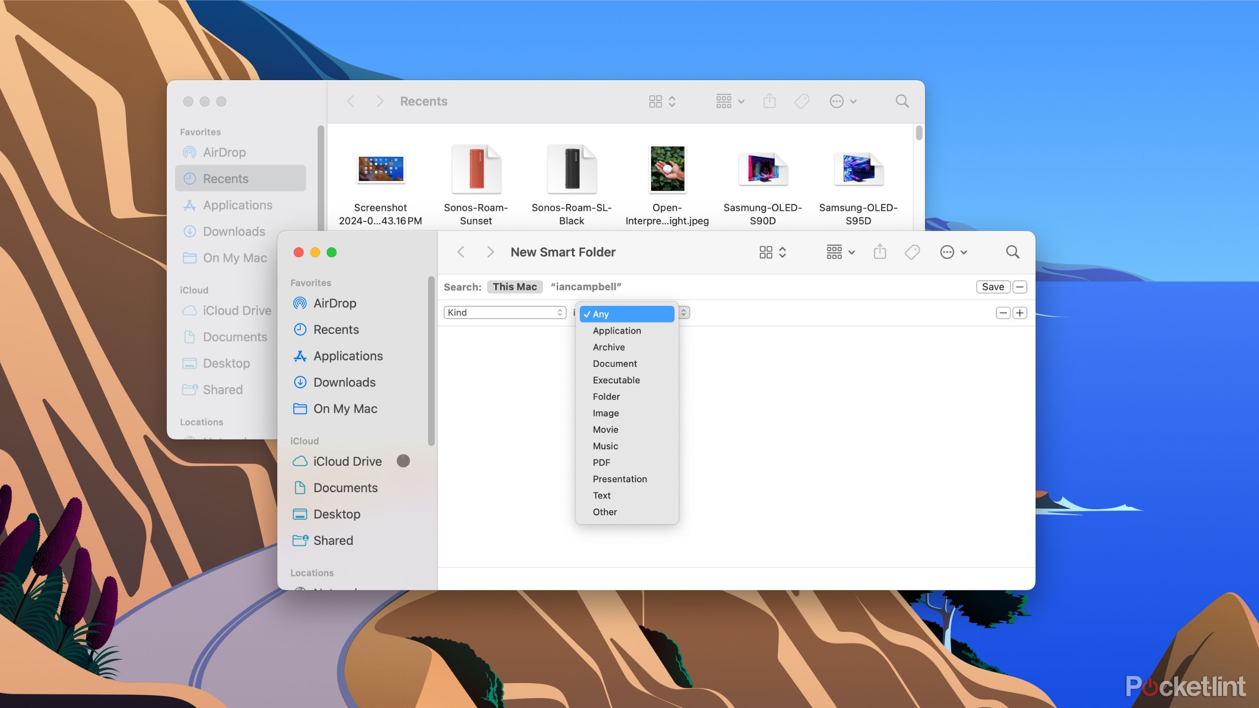 A Smart Folder in Finder on macOS.