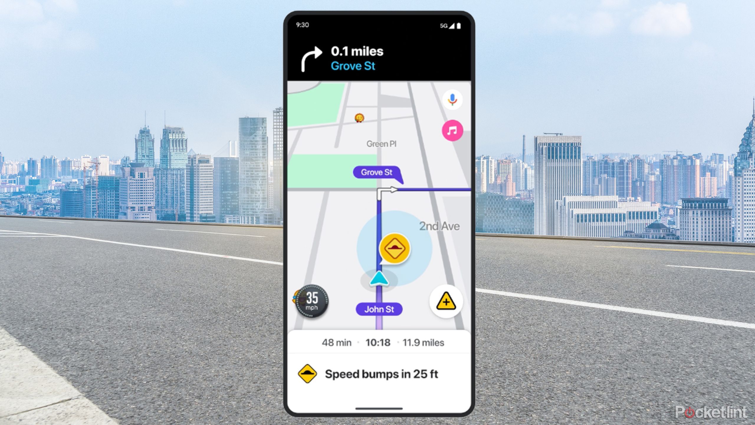 Speed bumps and toll booth navigation feature waze