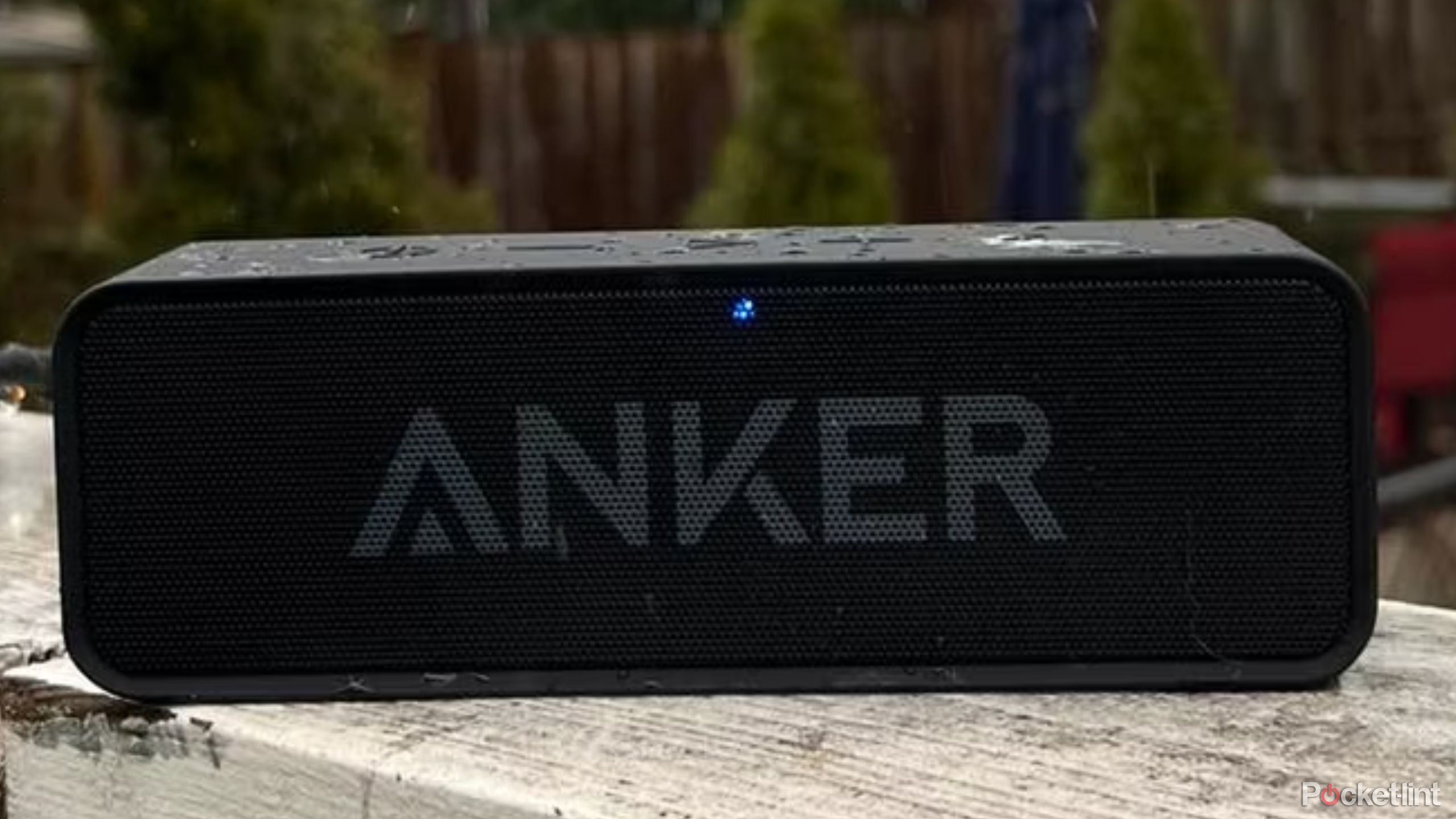 Anker Soundcore bluetooth speaker outside