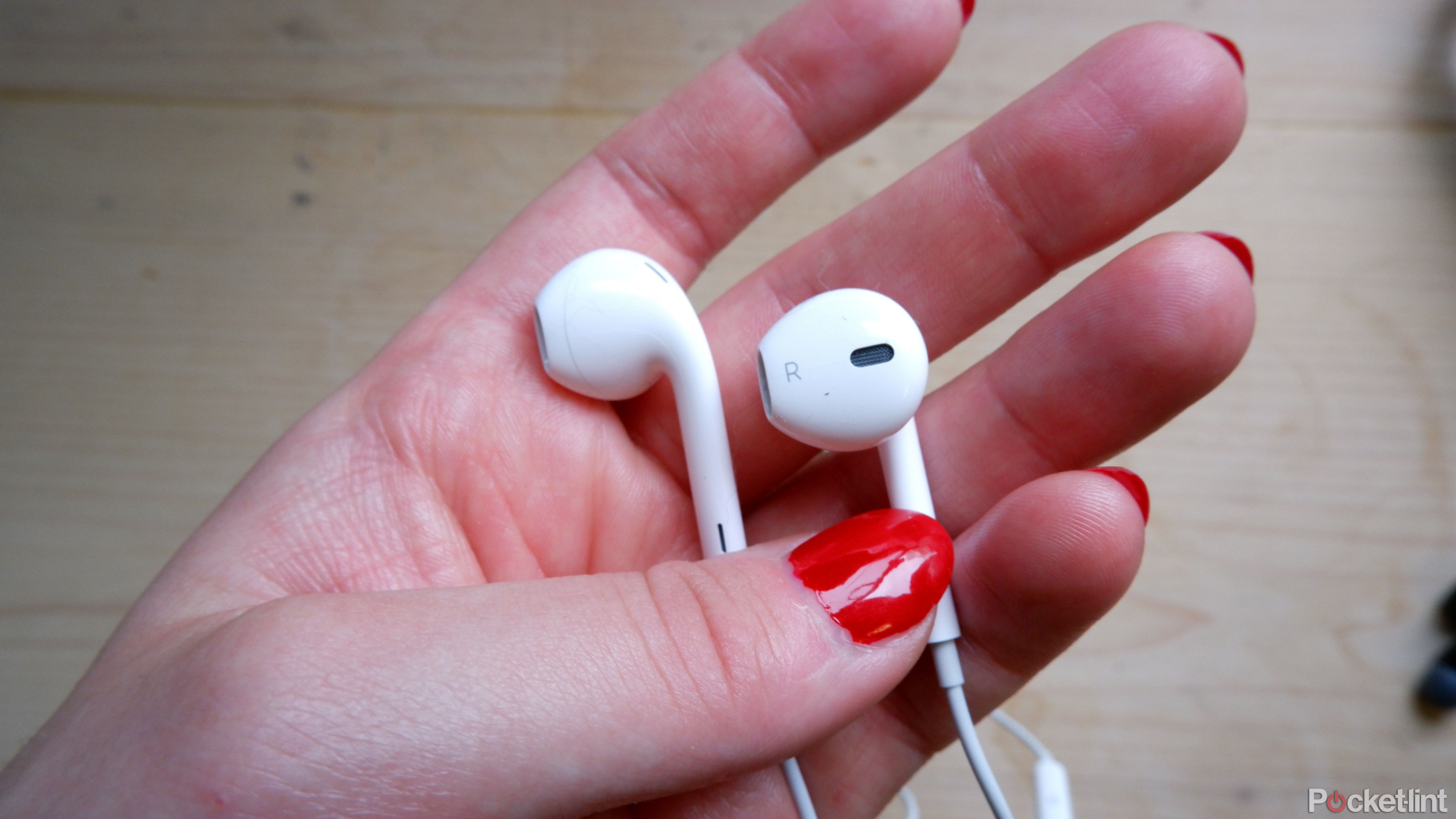 Apple EarPods in a hand