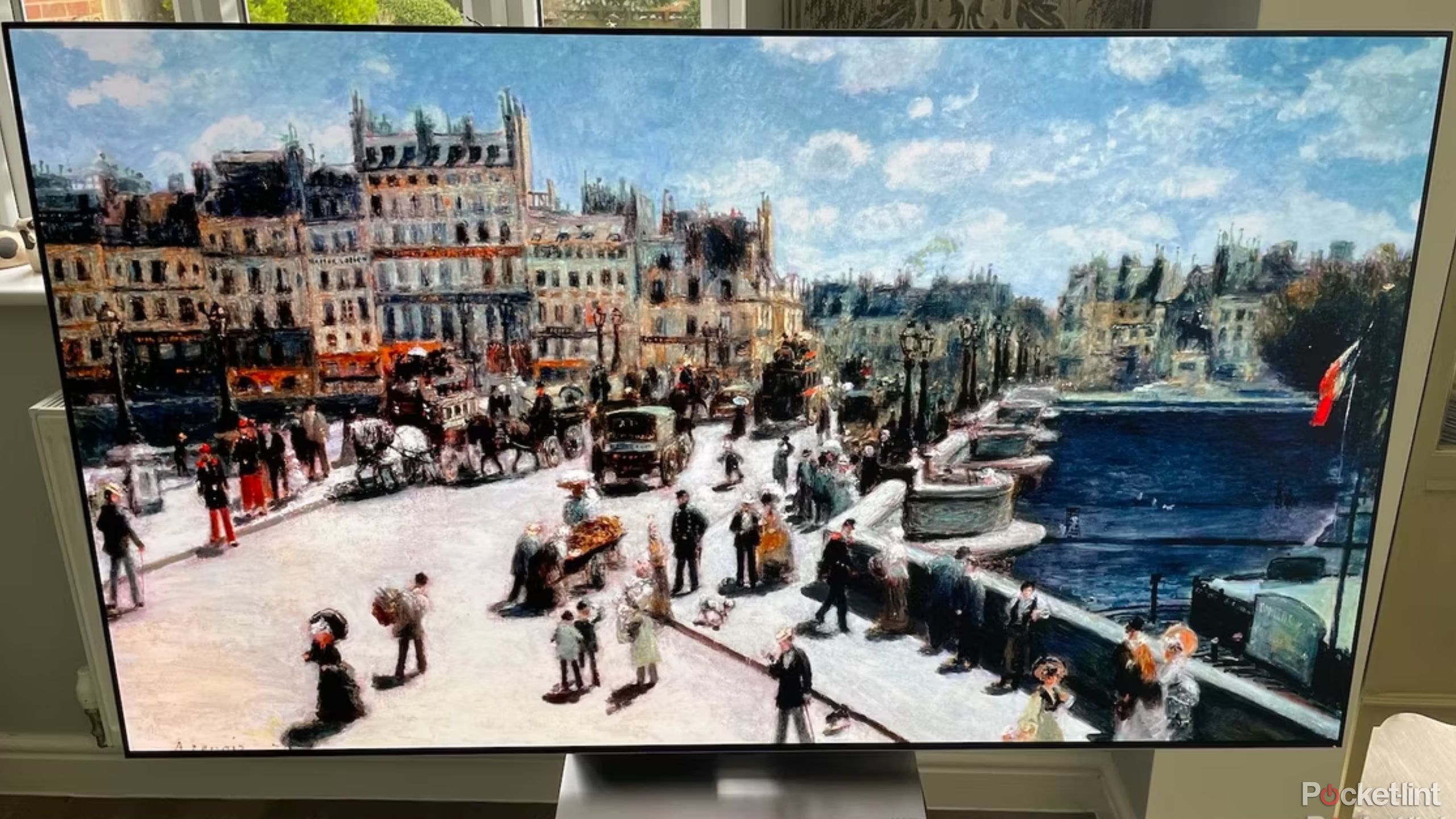 LG G3 OLED TV displaying a rendering of a pastel painting. 