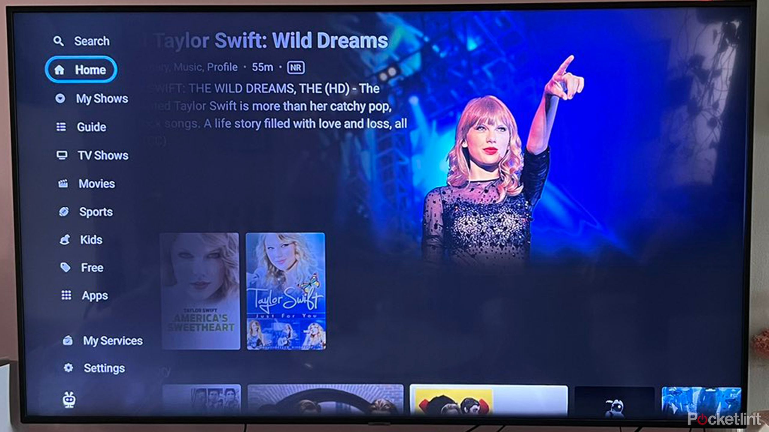 Tivo stream 4k interface with Taylor Swift