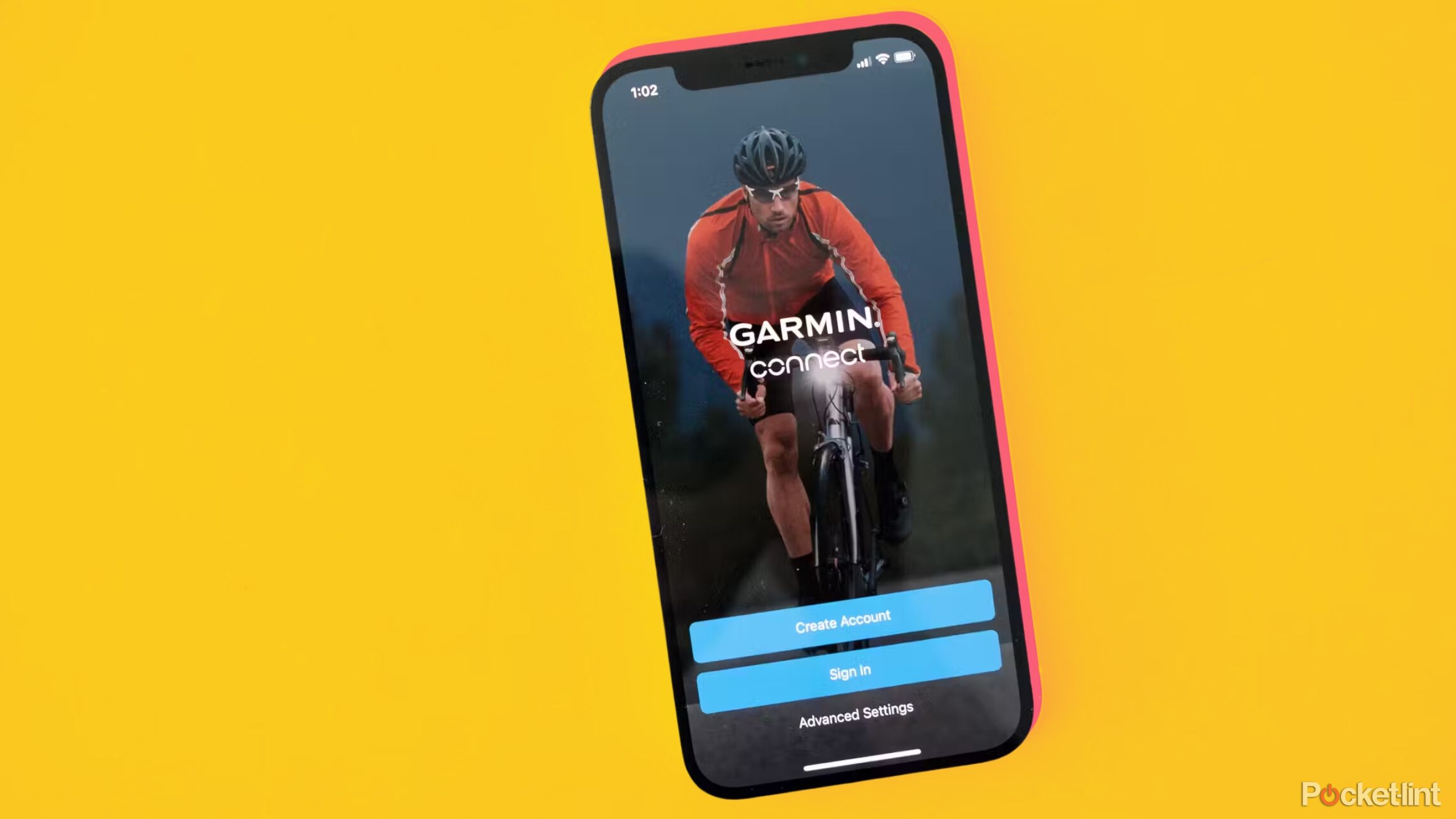 Garmin connect app on phone yellow background