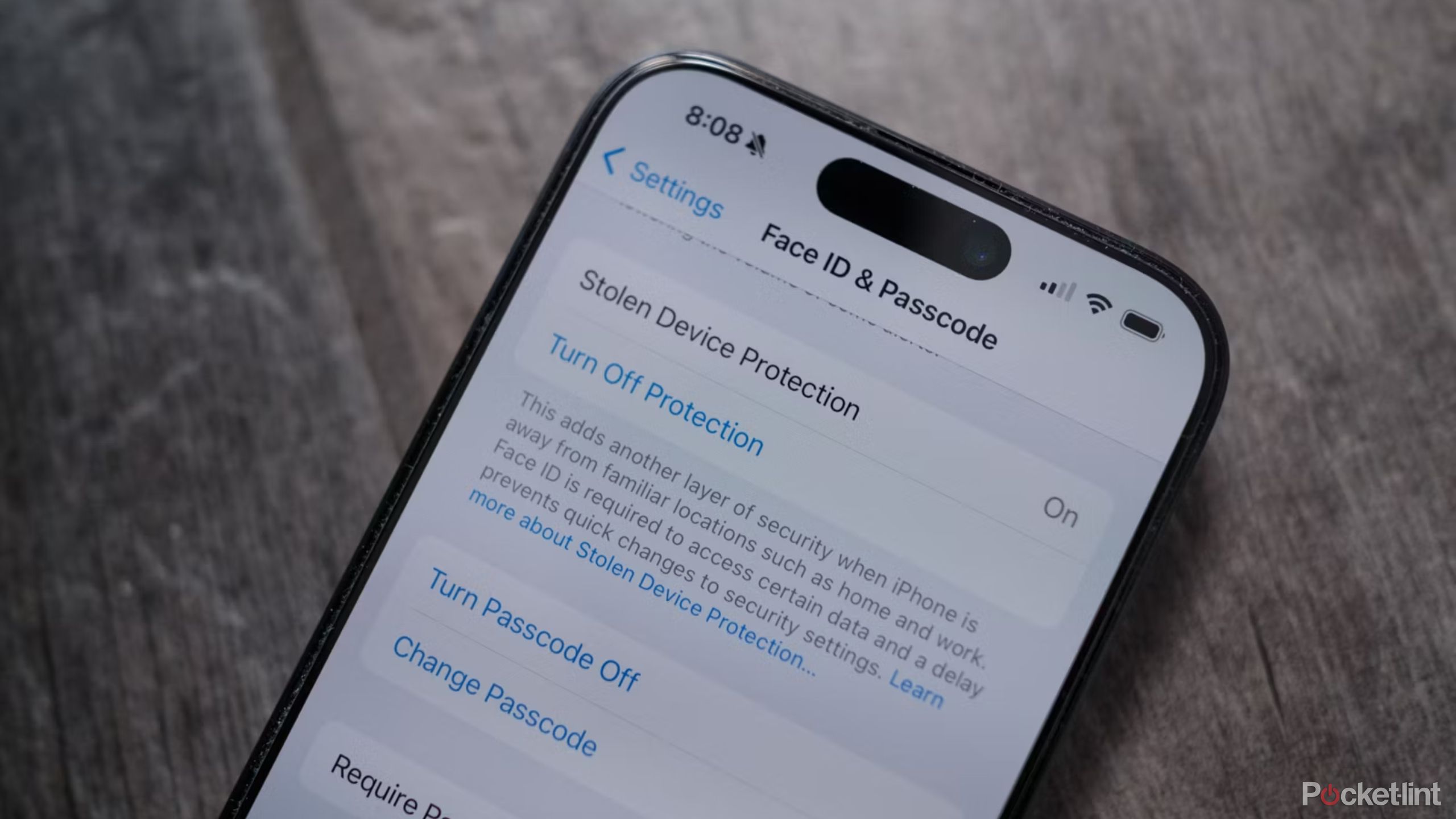 Face ID and Passcode settings on iPhone