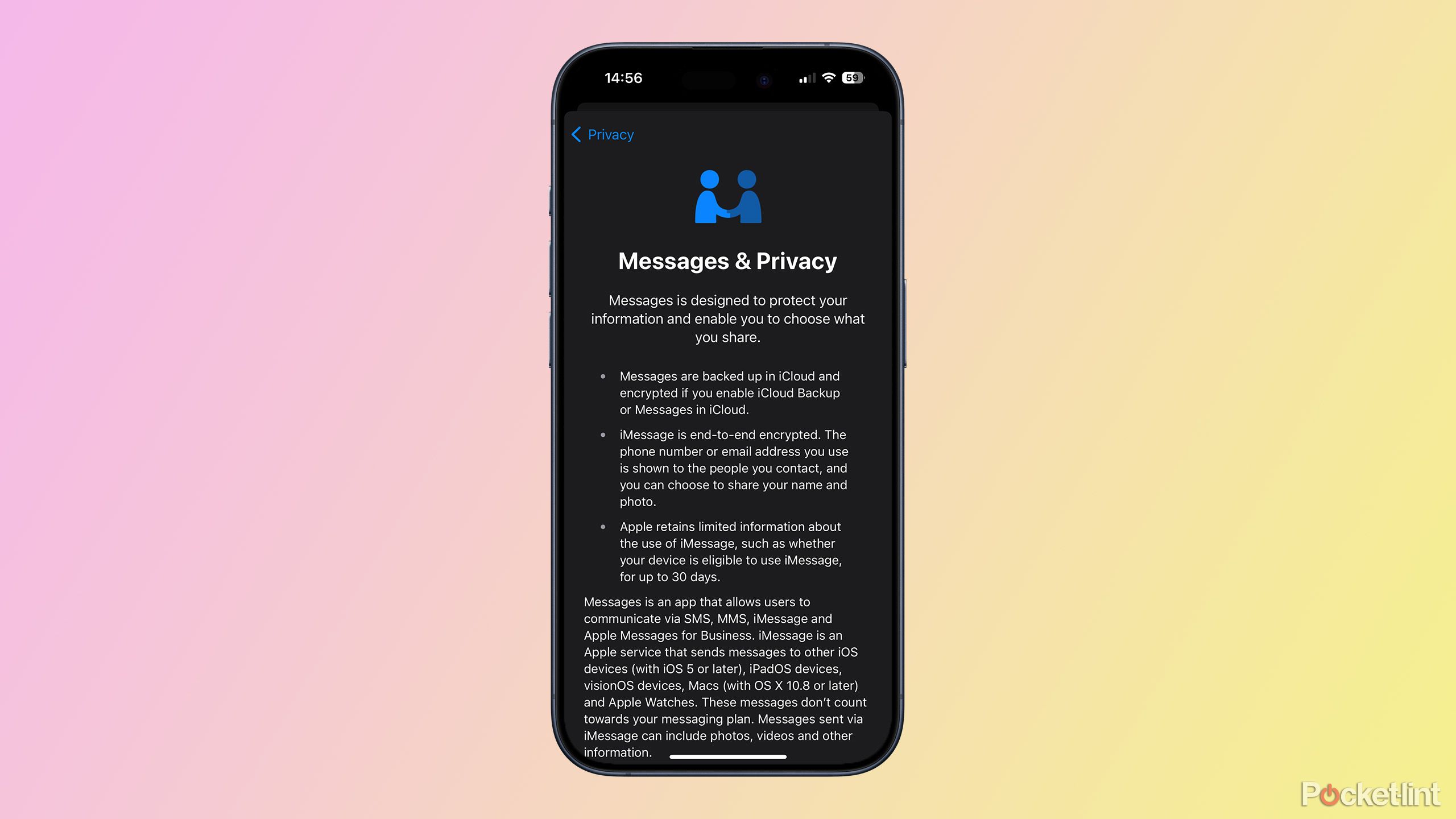 imessage privacy on iPhone 15 Pro