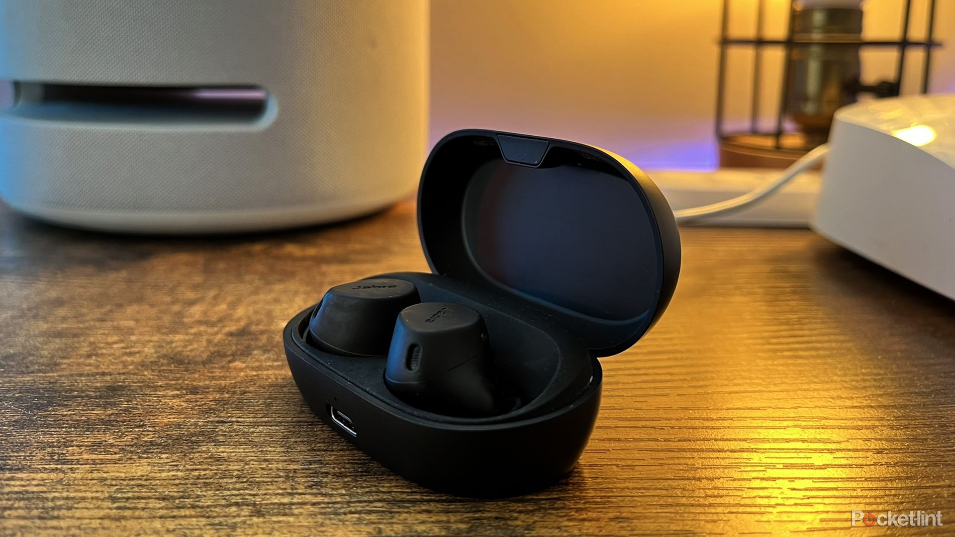 Jabra Elite 7 Active earbuds in the charging case.