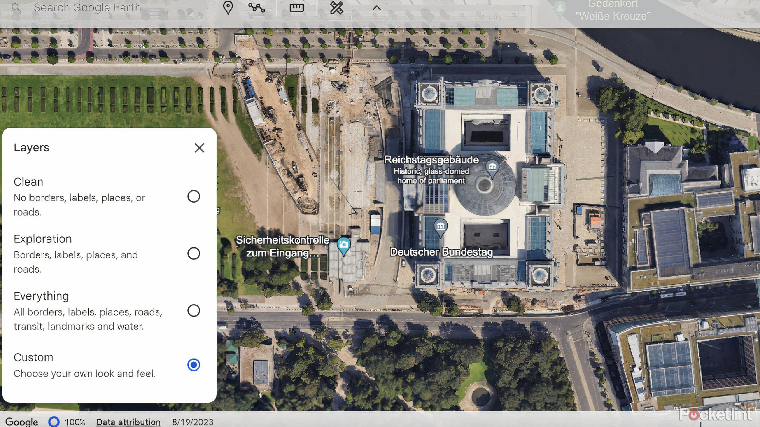 A look at the layers features on Google Earth