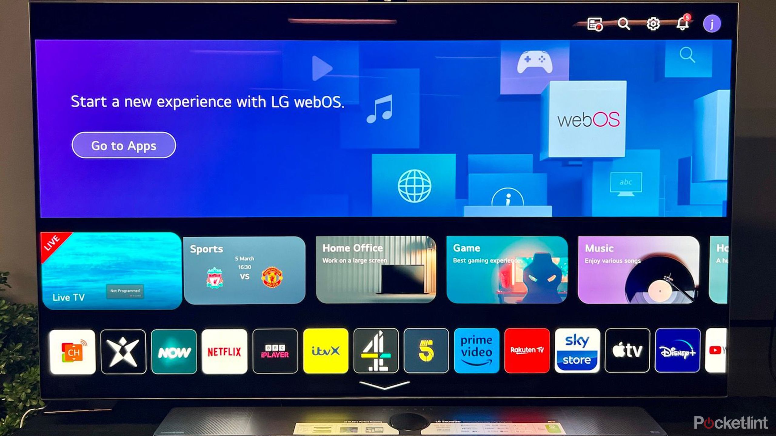 LG webOS 2023 home screen