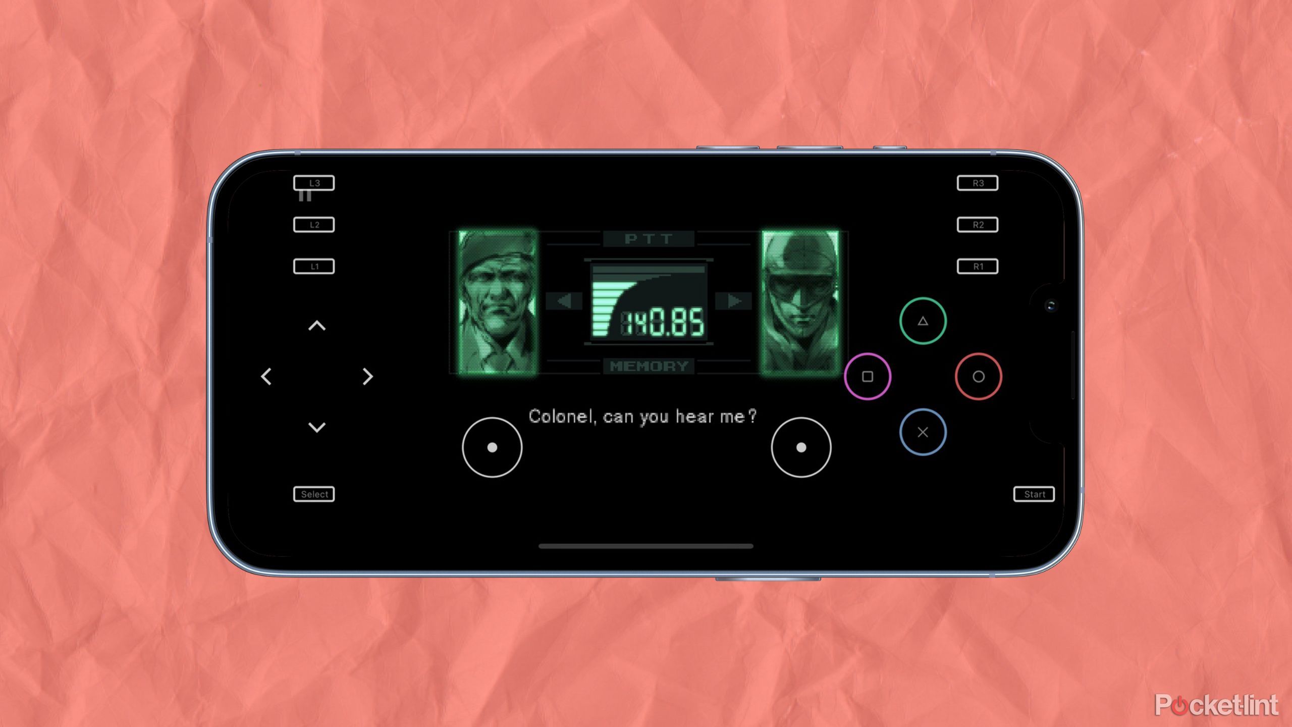 Metal Gear Solid emulated on an iPhone.