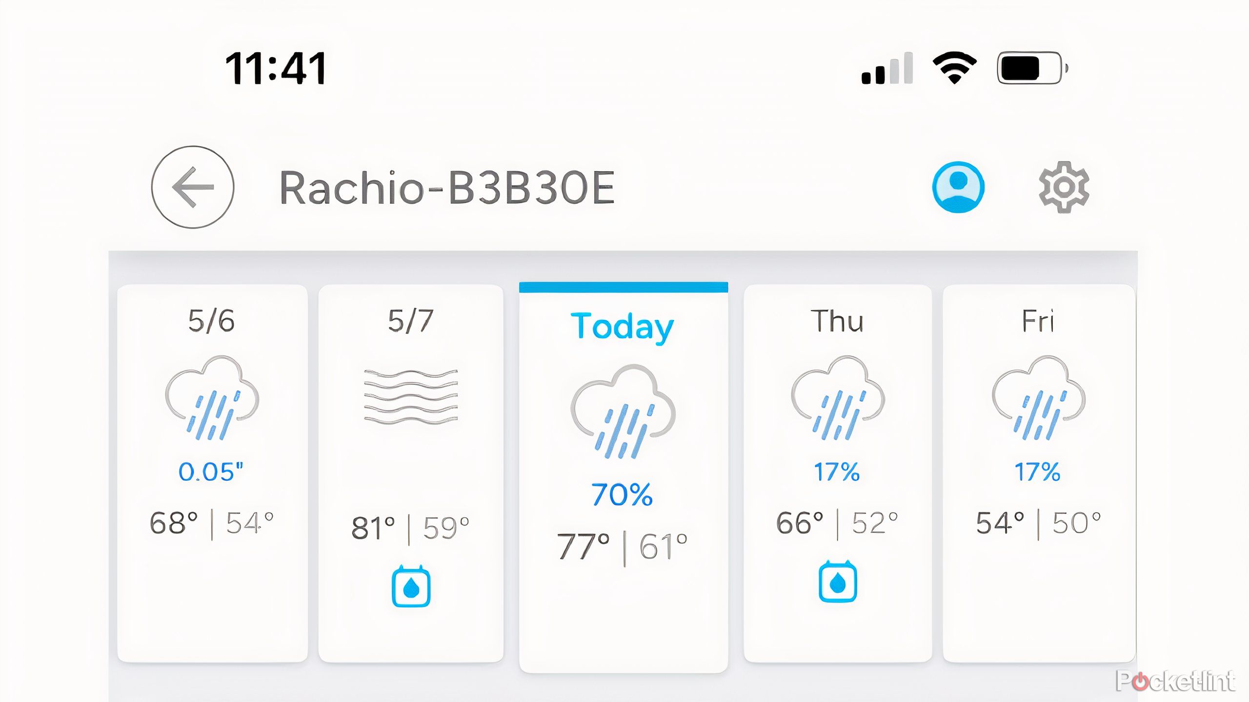 The Rachio App's weather feature