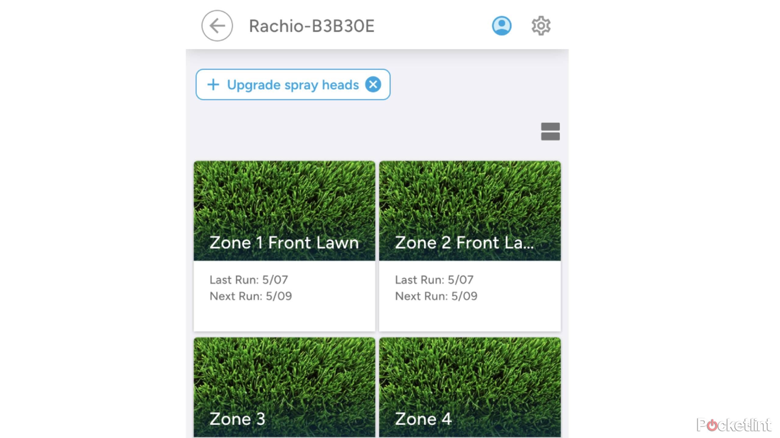 A view of the Rachio app